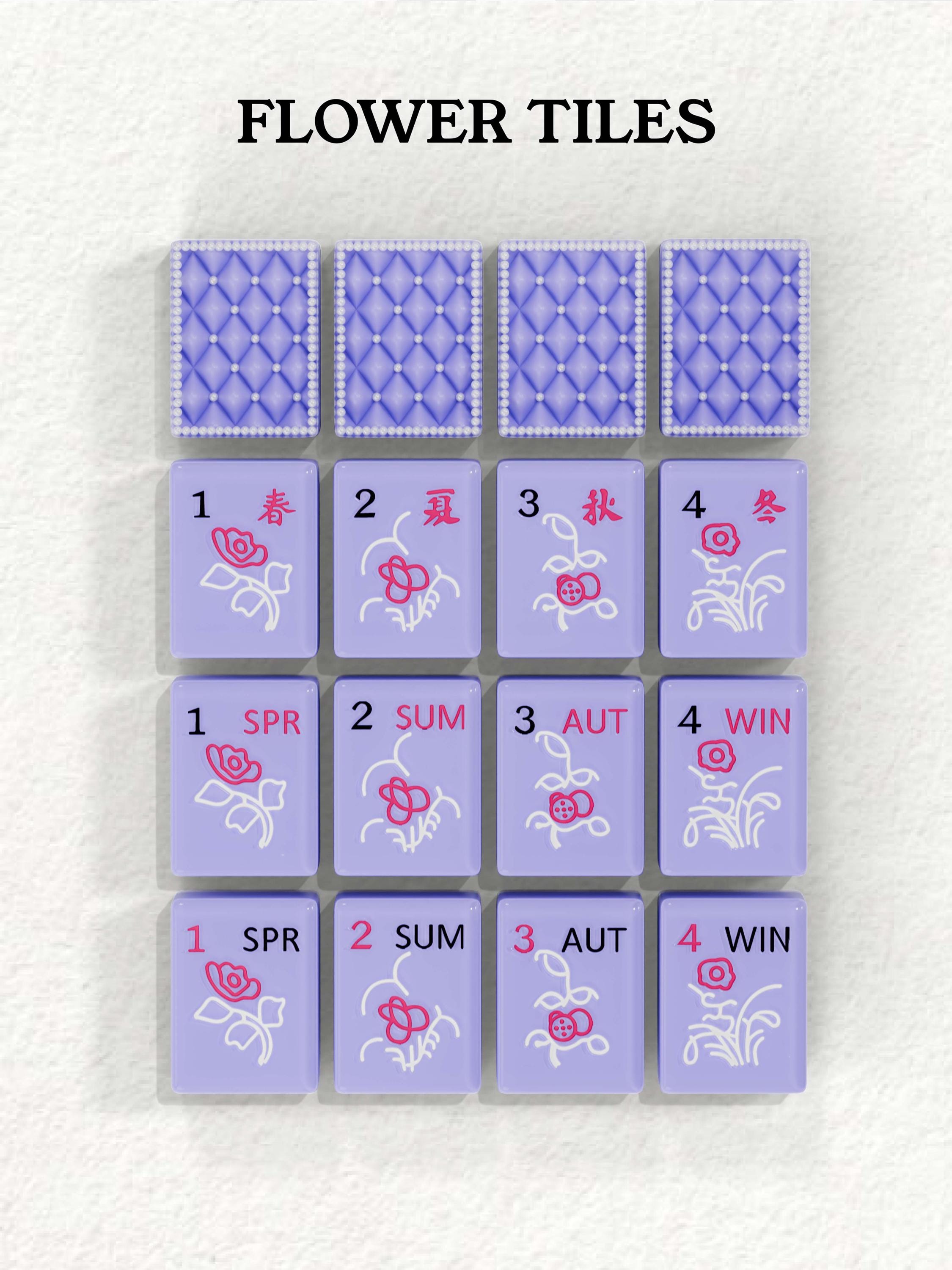 Lavender Pearl Quilted Handcrafted Resin Mahjong Tiles