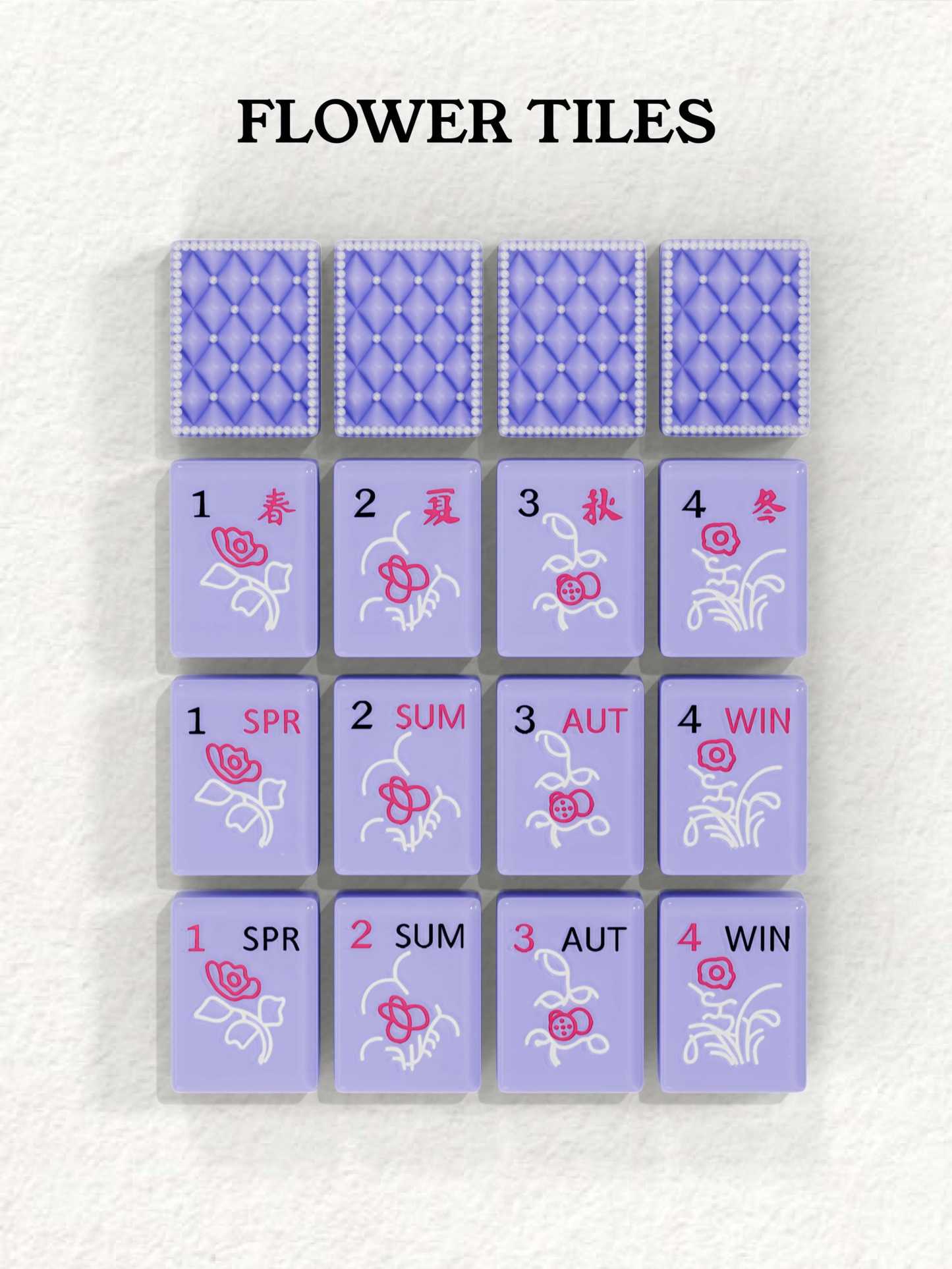 Lavender Pearl Quilted Handcrafted Resin Mahjong Tiles