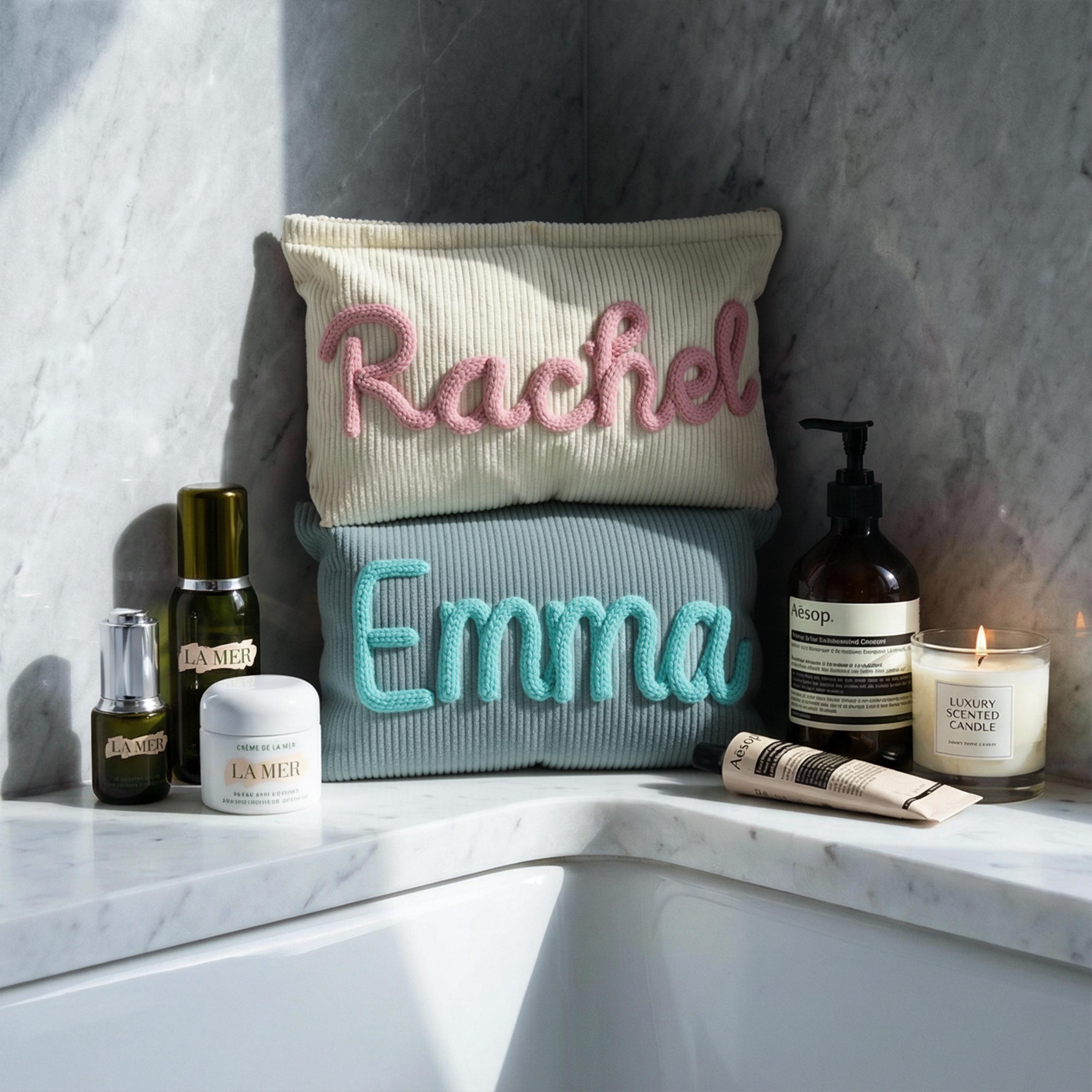 Personalized Bridesmaid Gift👝Custom Chenille Letter Makeup Bag