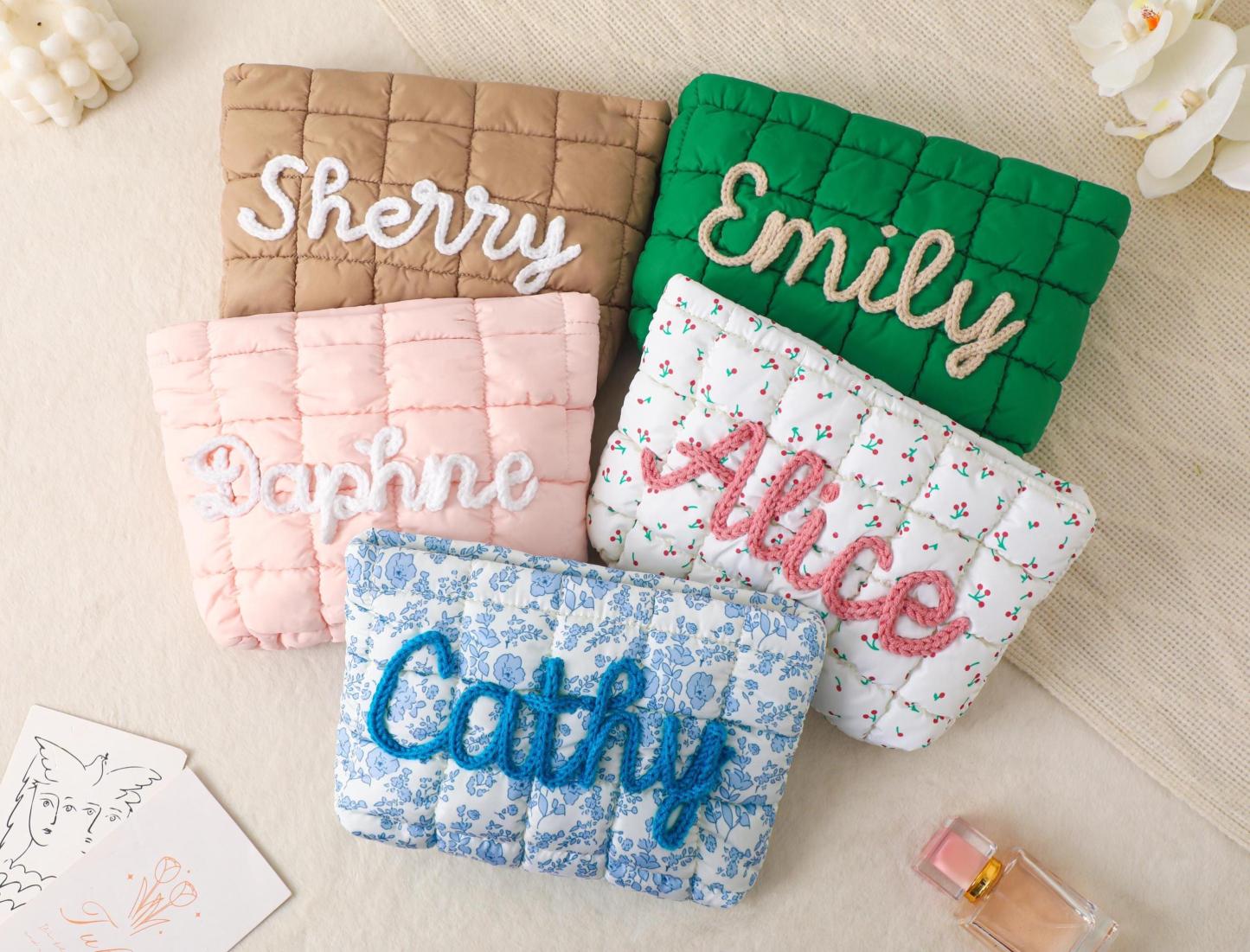 Personalized Quilted Nylon Makeup Bag