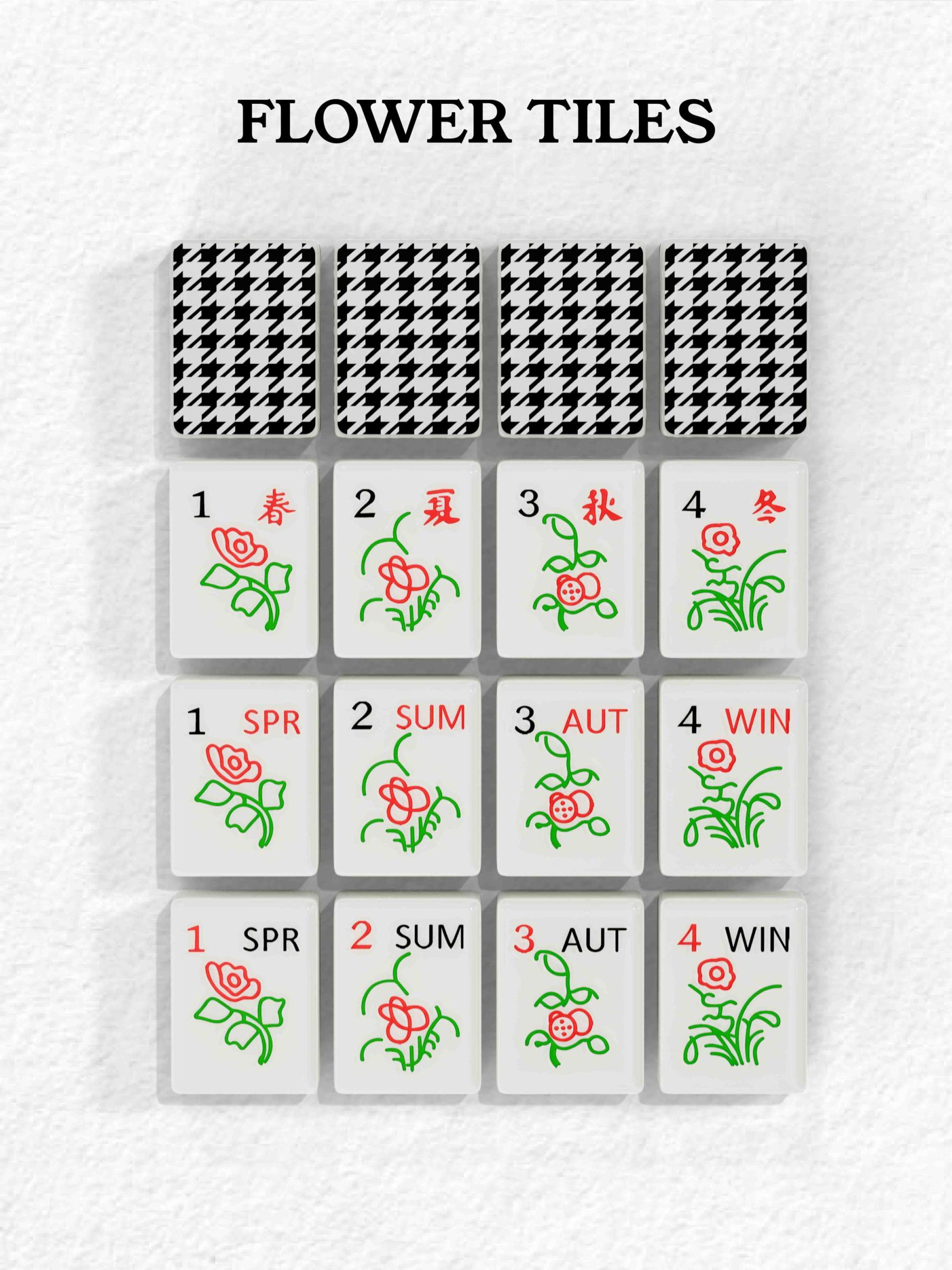 Houndstooth Handcrafted Resin Mahjong Tiles