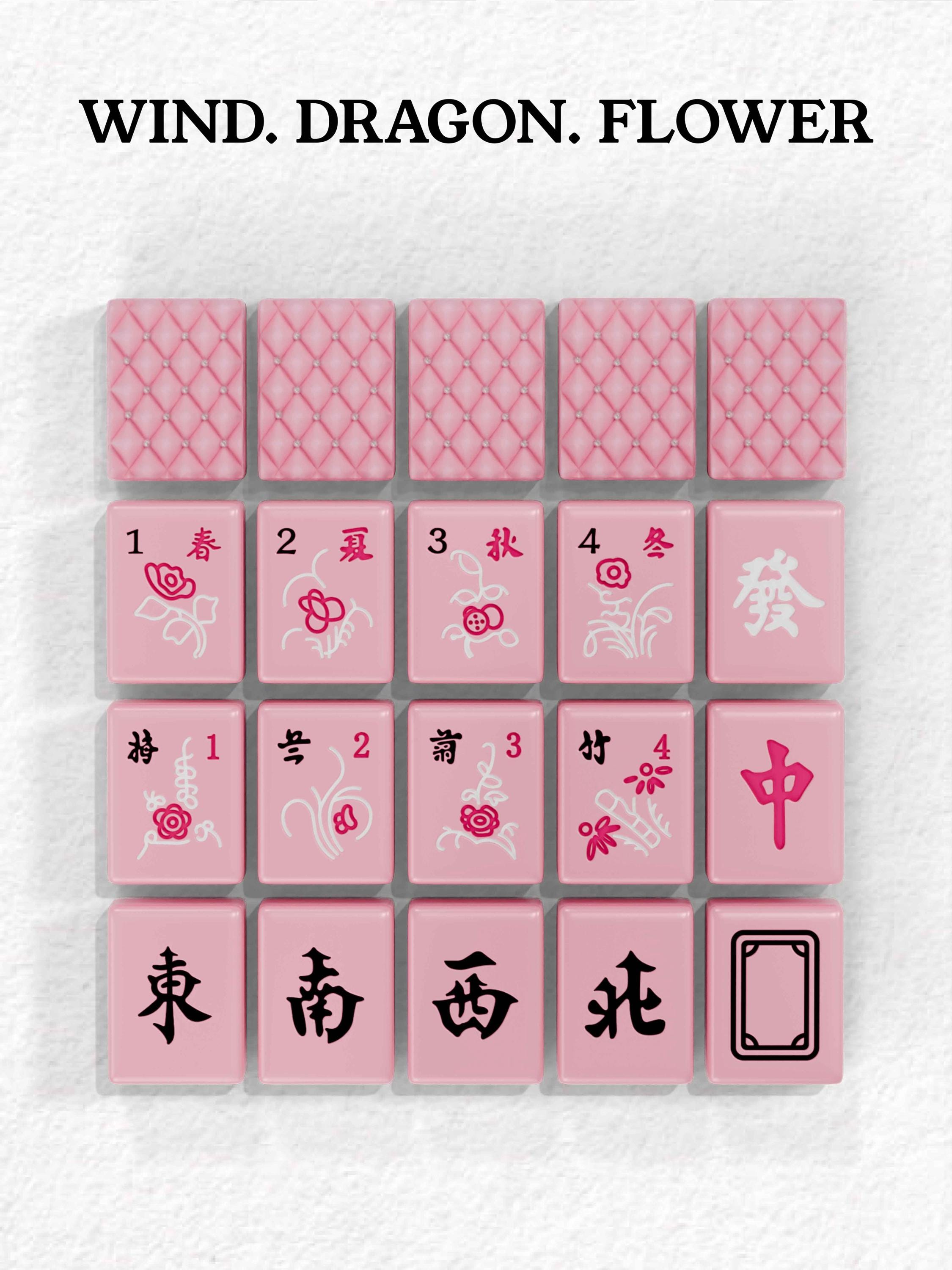 Pink Pearl Quilted Argyle Handcrafted Resin Mahjong Tiles