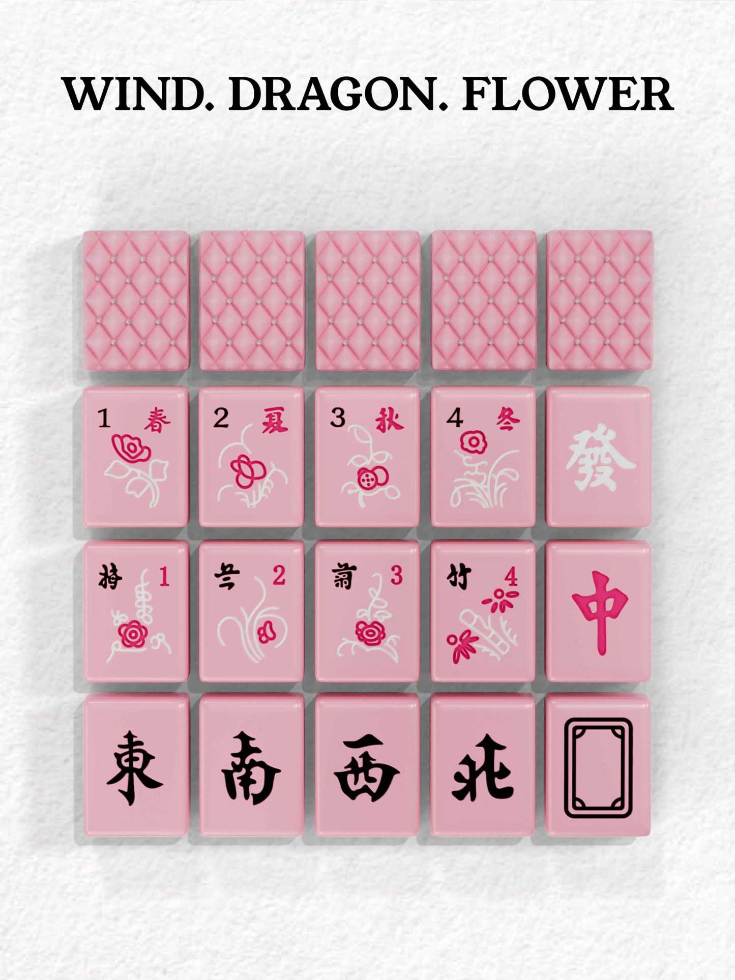 Pink Pearl Quilted Argyle Handcrafted Resin Mahjong Tiles