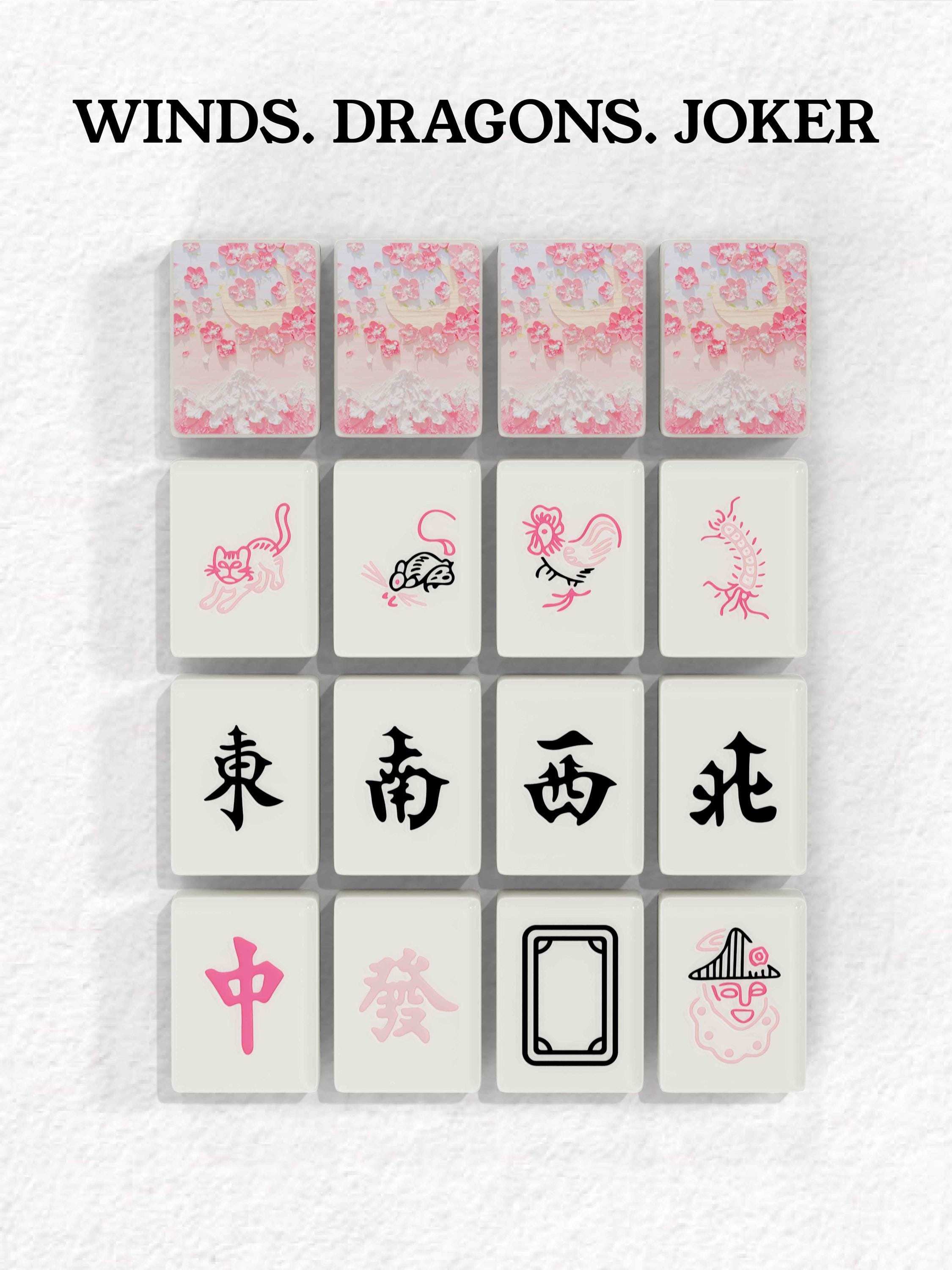 Blush Sakura Handcrafted Resin Singapore Mahjong Tiles