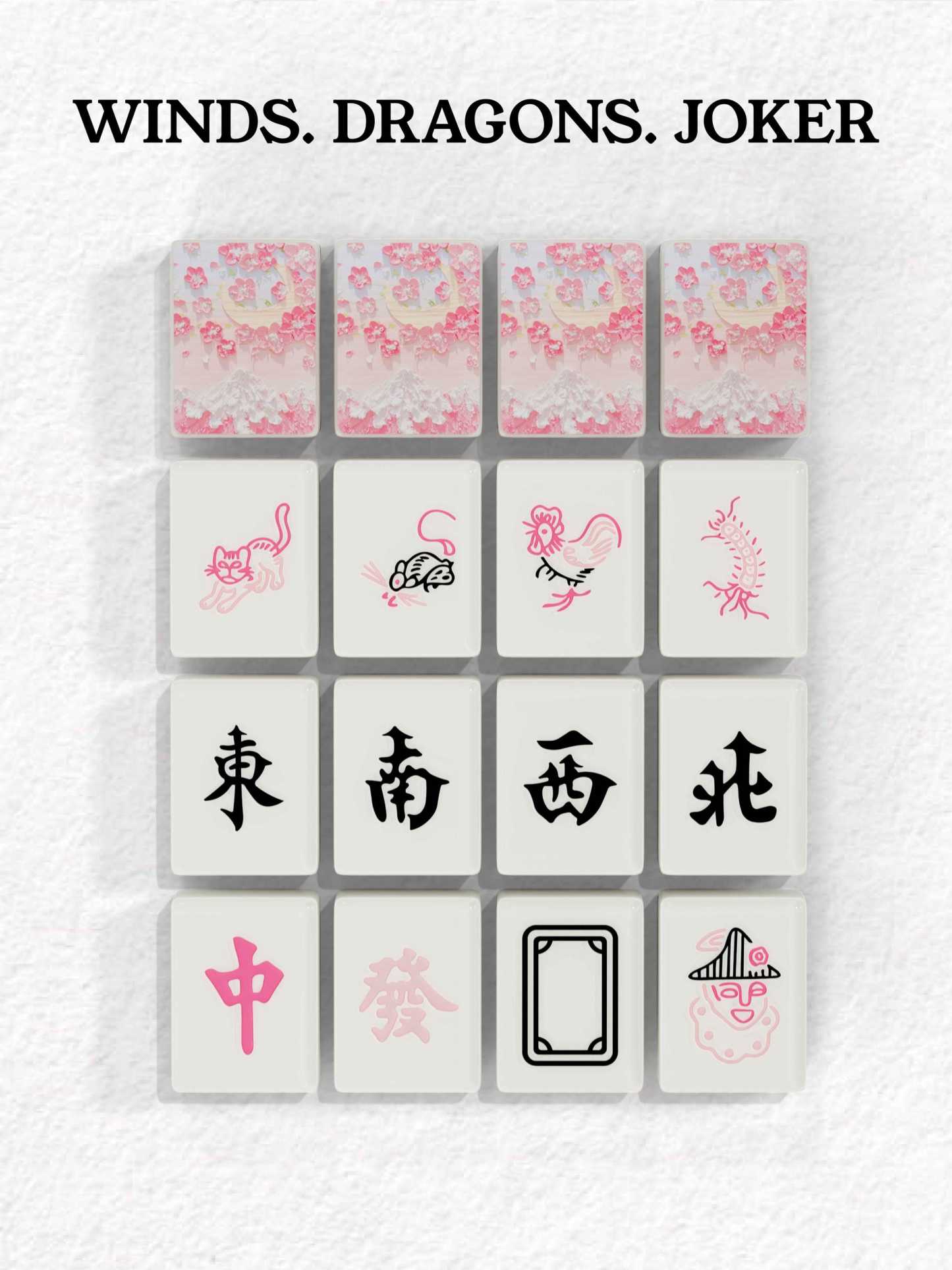 Blush Sakura Handcrafted Resin Singapore Mahjong Tiles