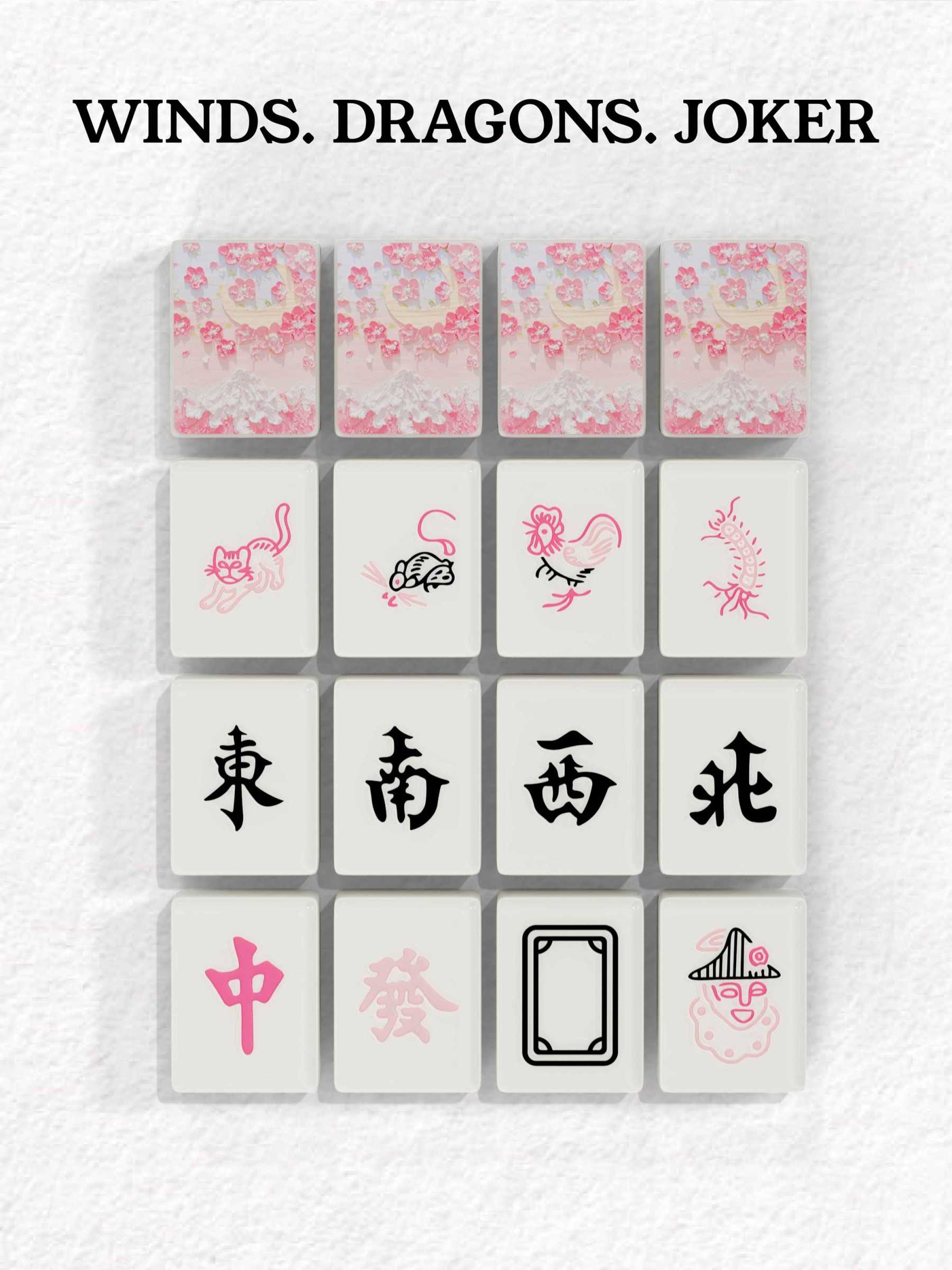 Blush Sakura Handcrafted Resin Singapore Mahjong Tiles