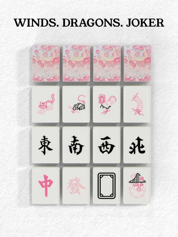 Blush Sakura Handcrafted Resin Singapore Mahjong Tiles
