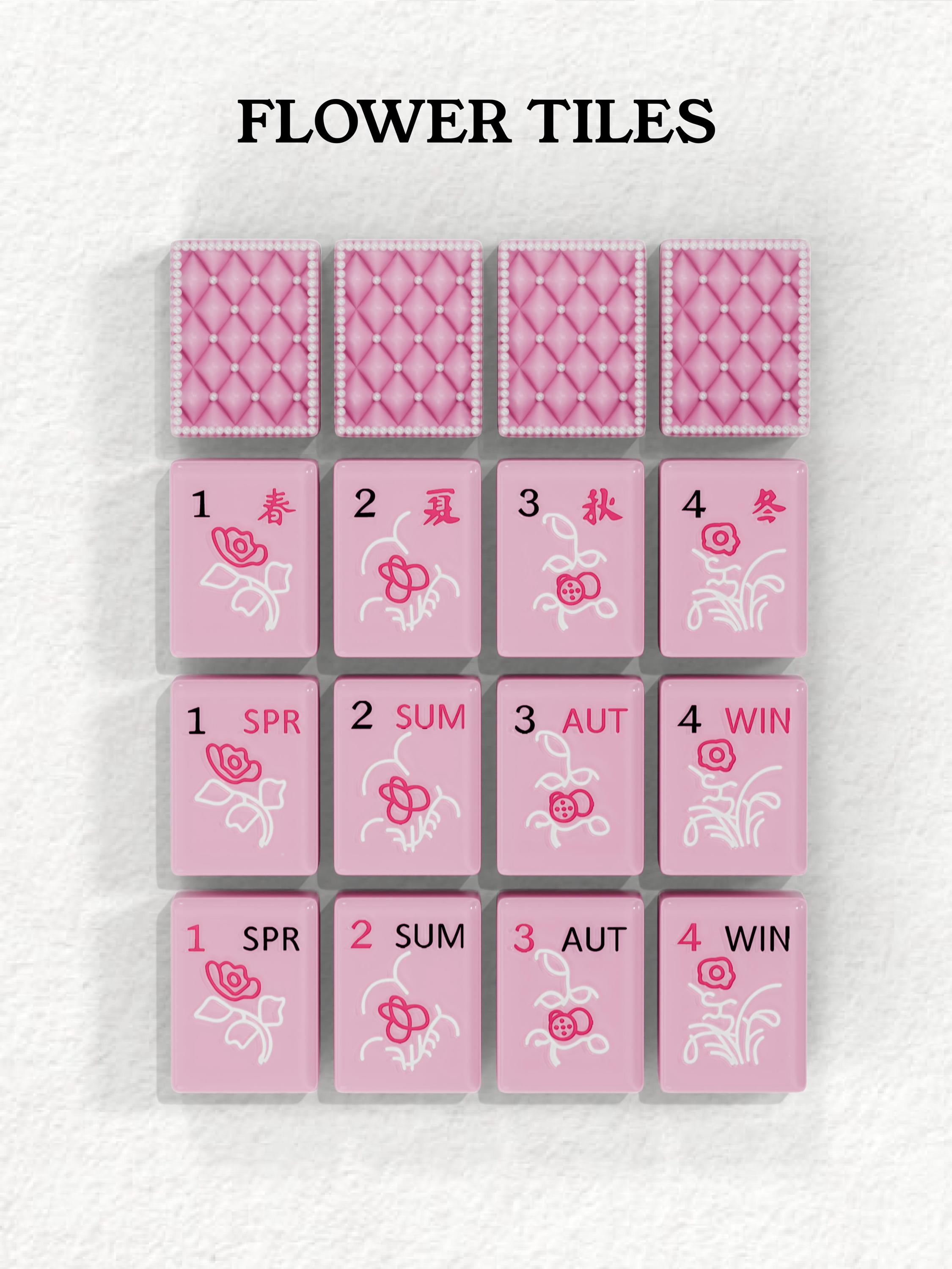 Blush Pearl Quilted Handcrafted Resin Mahjong Tiles