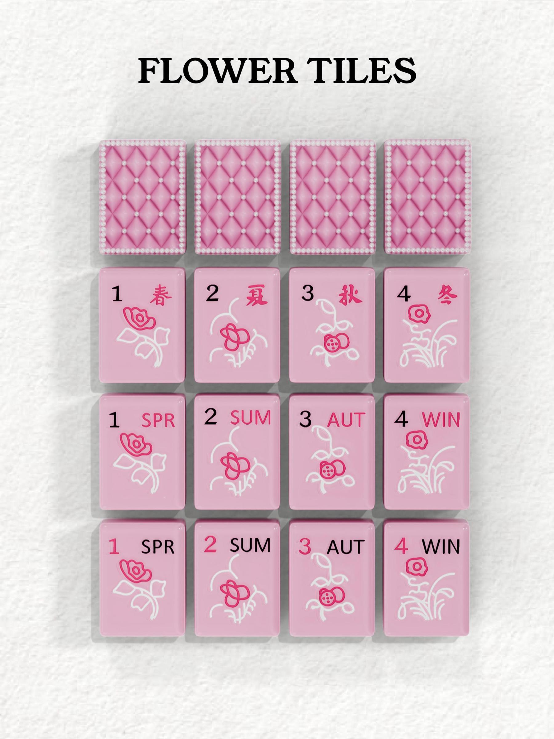 Blush Pearl Quilted Handcrafted Resin Mahjong Tiles