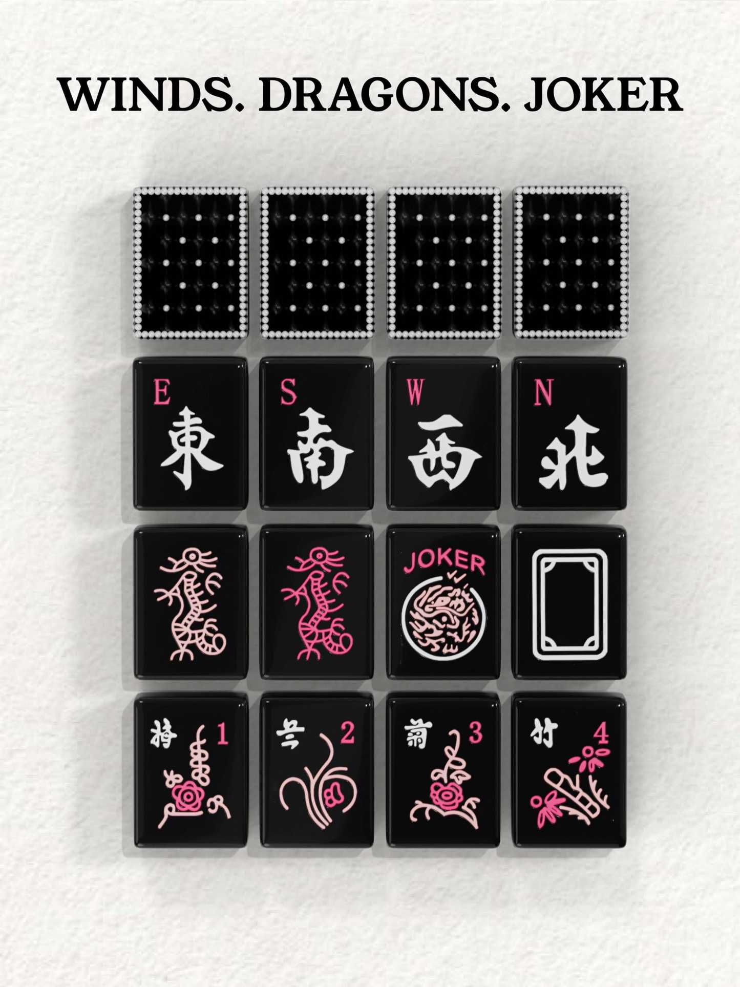 Midnight Pearl Quilted Handcrafted Resin Mahjong Tiles