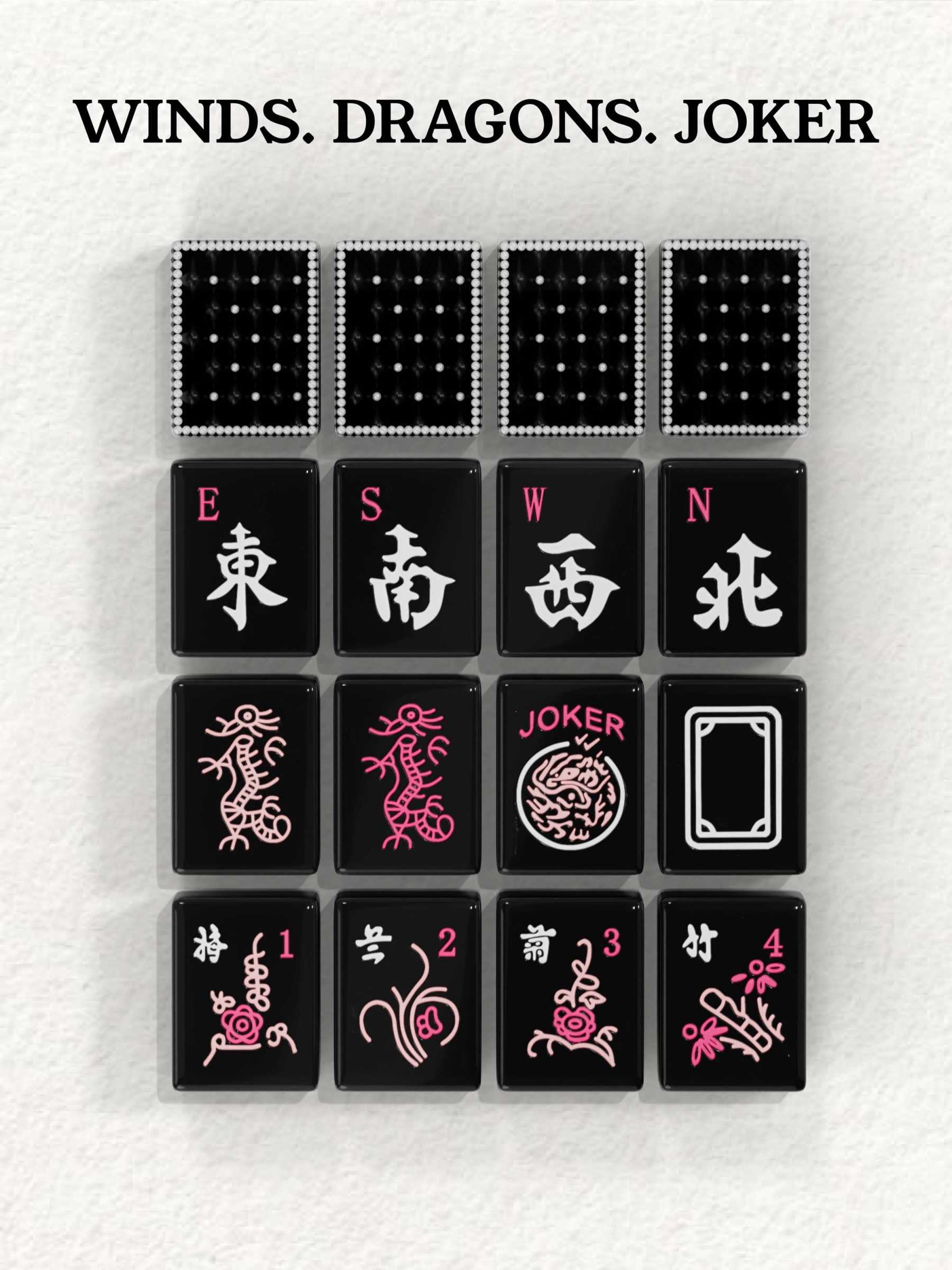 Midnight Pearl Quilted Handcrafted Resin Mahjong Tiles