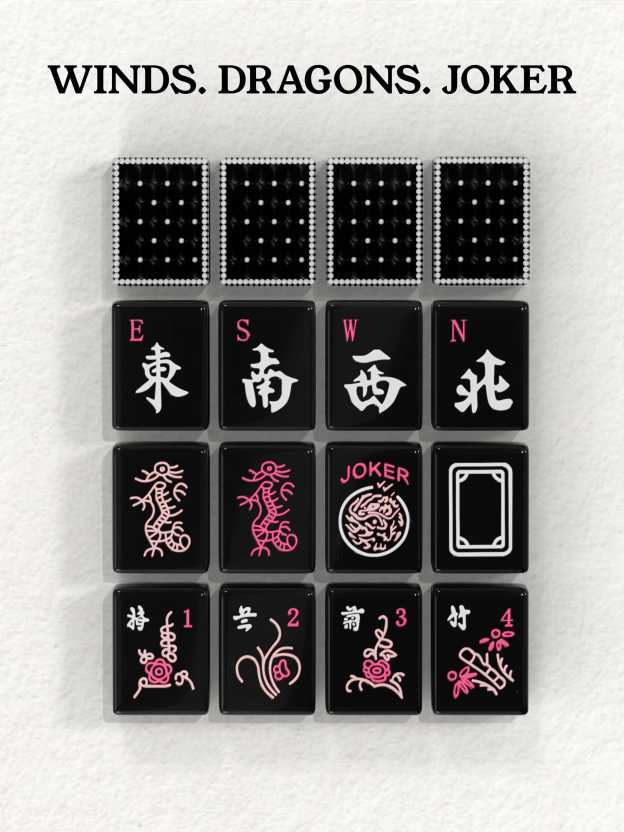 Midnight Pearl Quilted Handcrafted Resin Mahjong Tiles