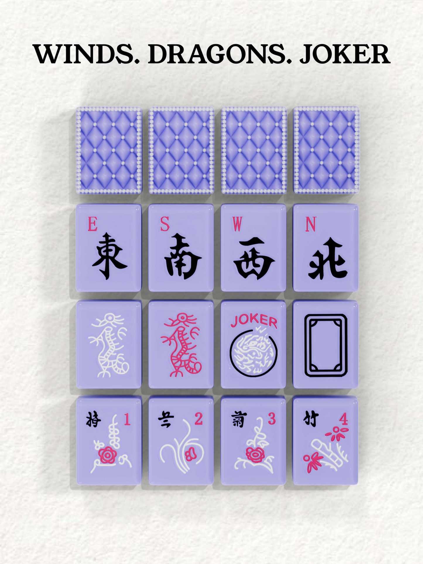 Lavender Pearl Quilted Handcrafted Resin Mahjong Tiles