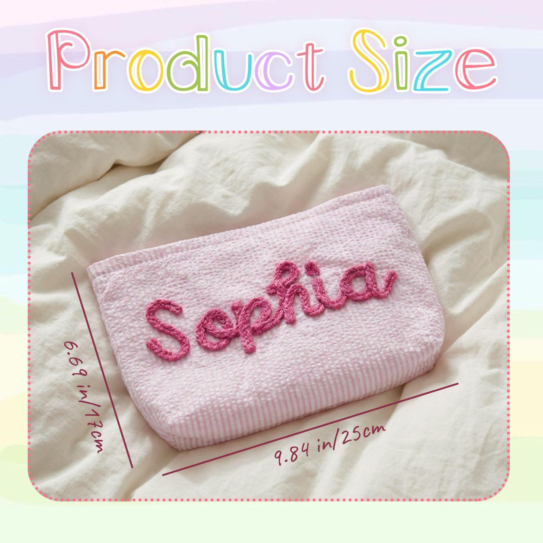 Preppy Cosmetic Bag👝Custom Seersucker Makeup Bag