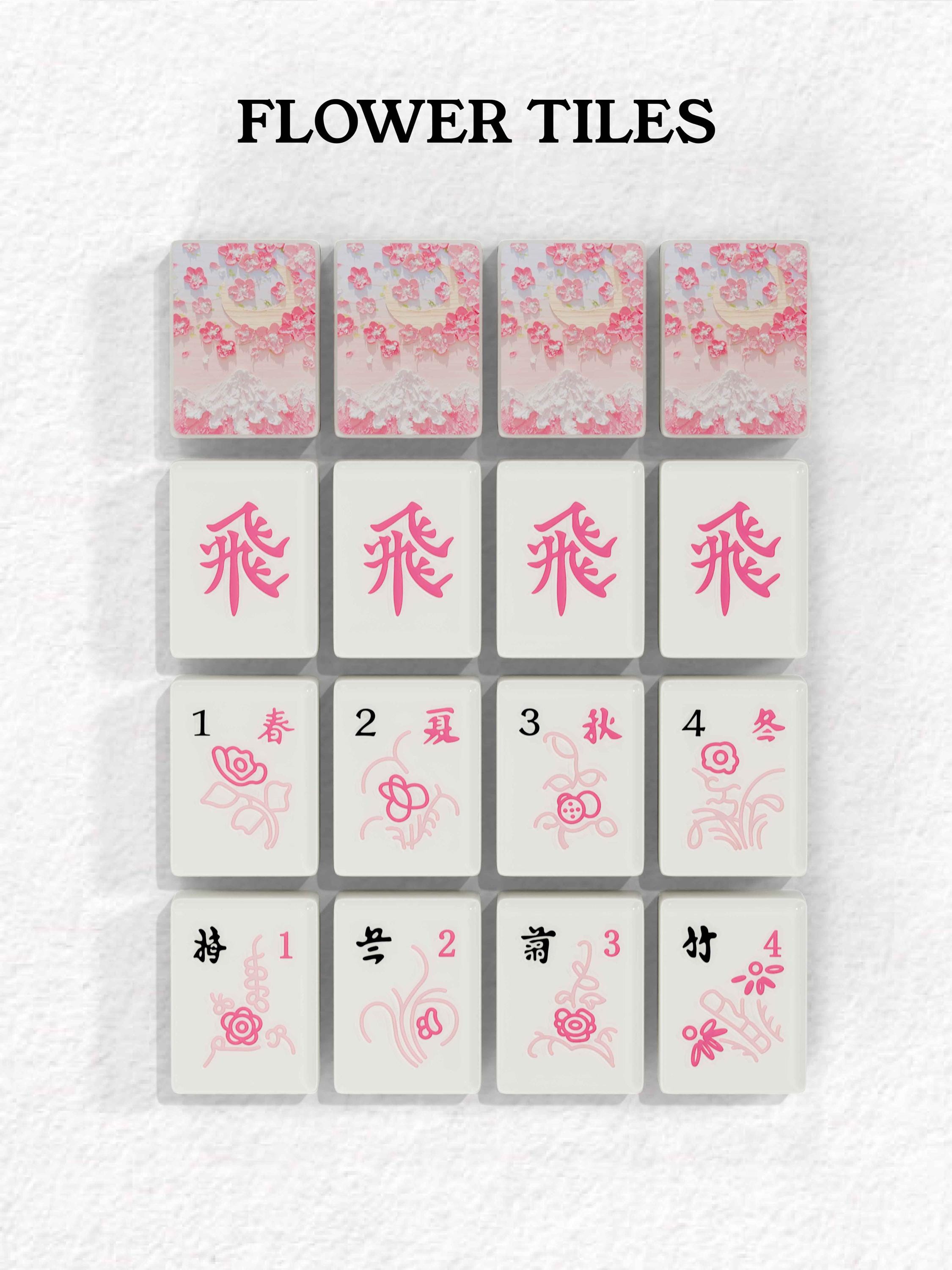 Blush Sakura Handcrafted Resin Singapore Mahjong Tiles