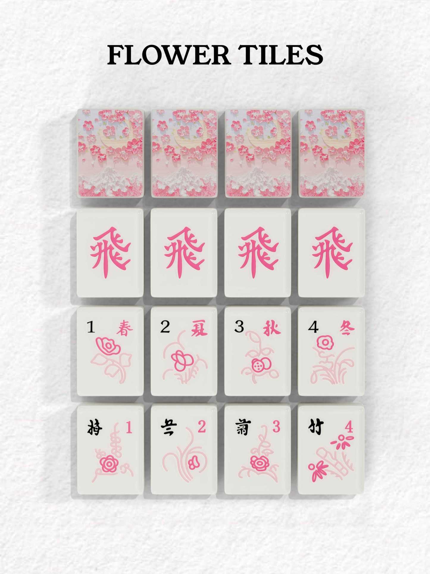 Blush Sakura Handcrafted Resin Singapore Mahjong Tiles