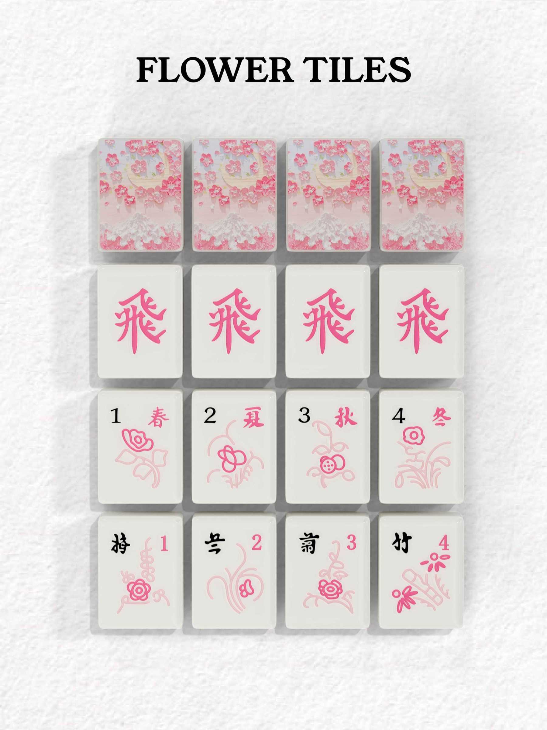 Blush Sakura Handcrafted Resin Singapore Mahjong Tiles