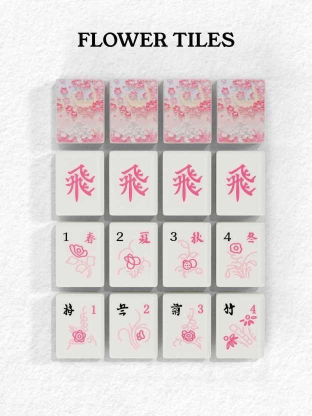 Blush Sakura Handcrafted Resin Singapore Mahjong Tiles