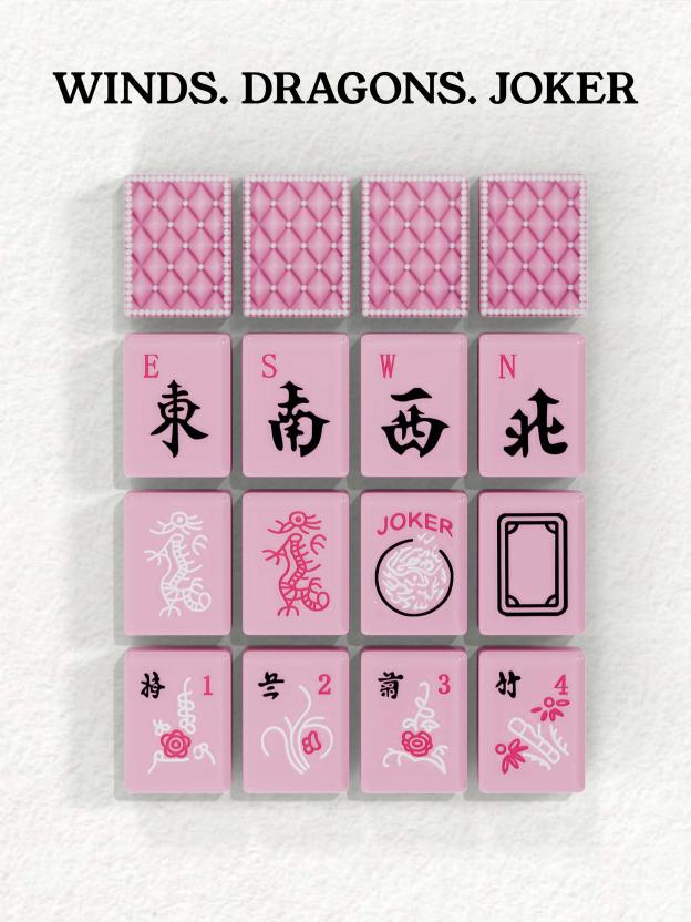 Blush Pearl Quilted Handcrafted Resin Mahjong Tiles