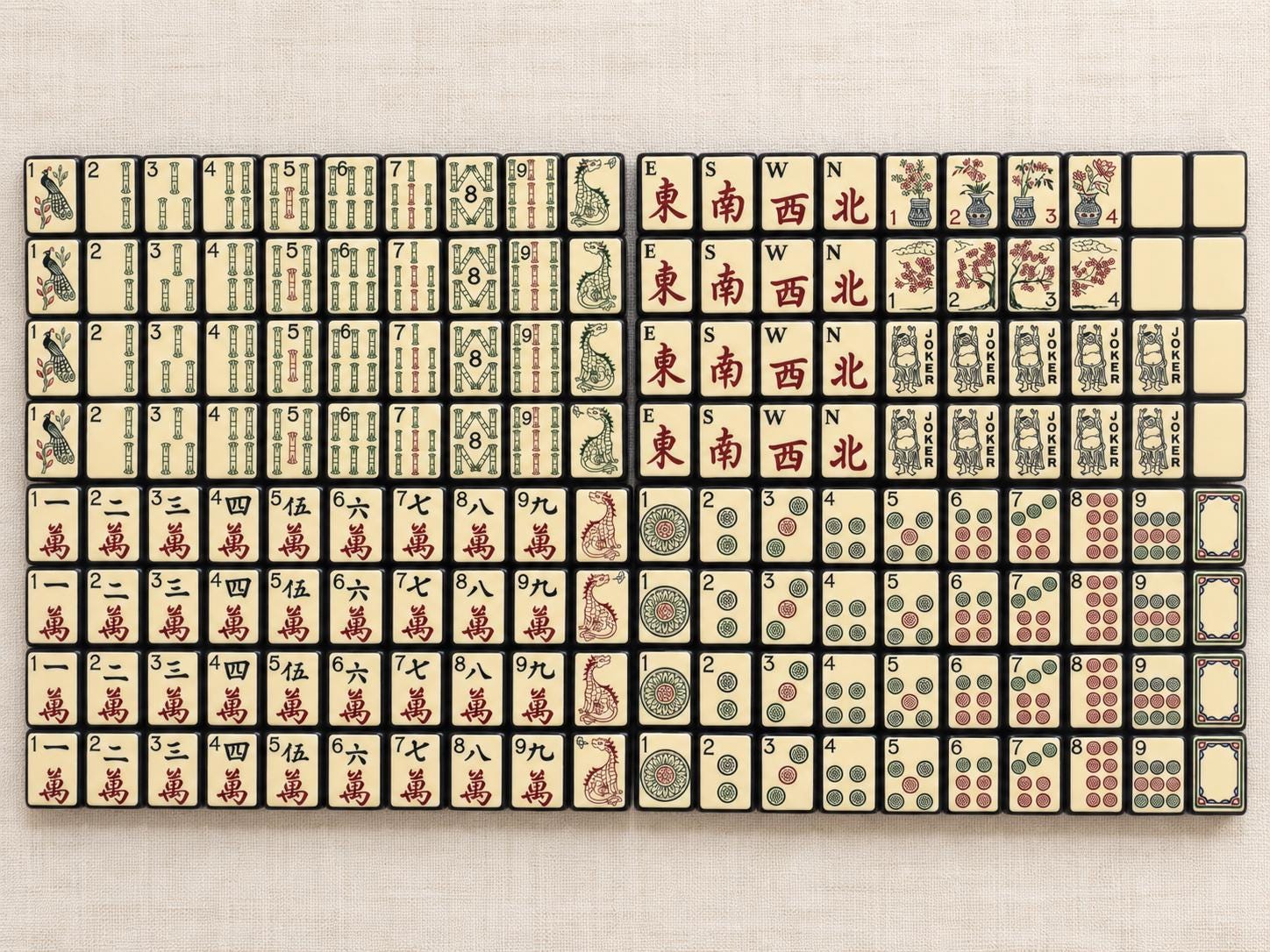 Ebony & Ivory American Mahjong Tiles