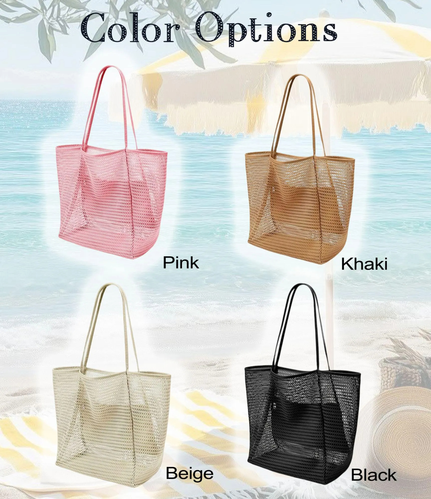 Custom Beach Bag Personalized Mesh Tote Bag