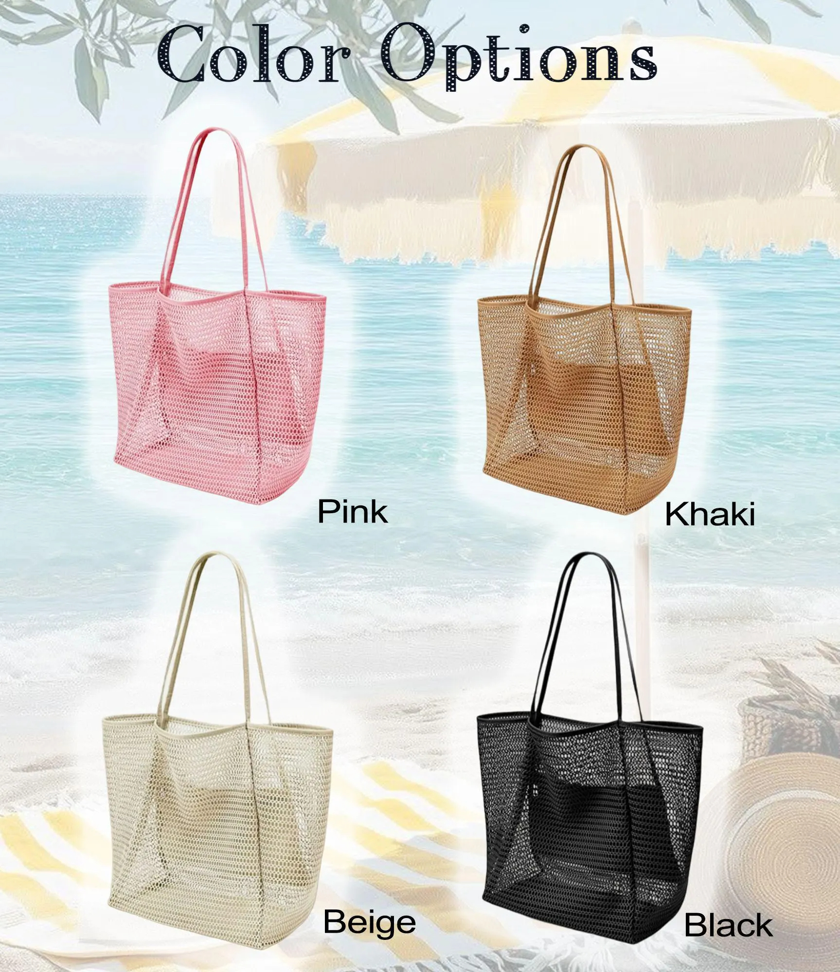 Custom Beach Bag Personalized Mesh Tote Bag