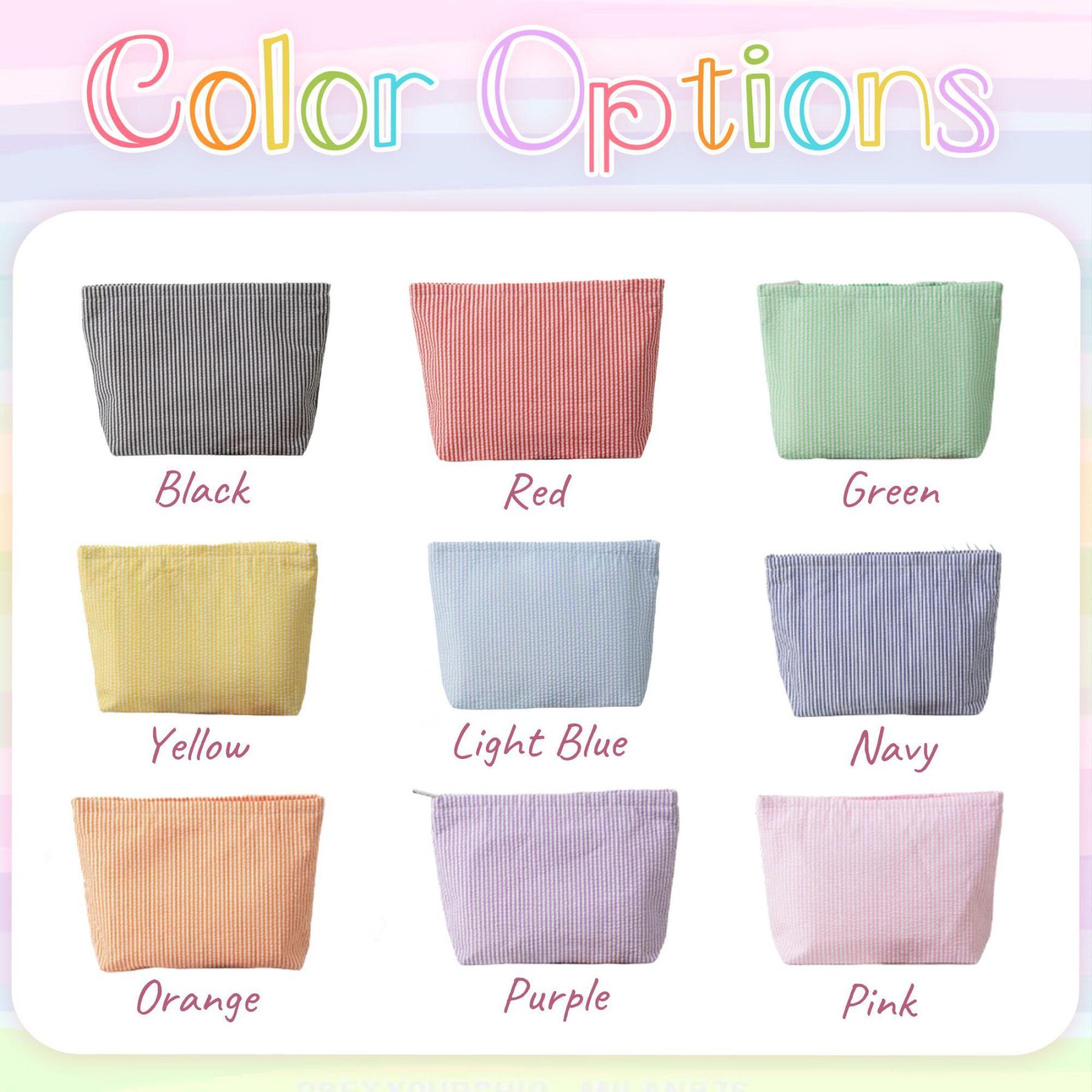 Preppy Cosmetic Bag👝Custom Seersucker Makeup Bag