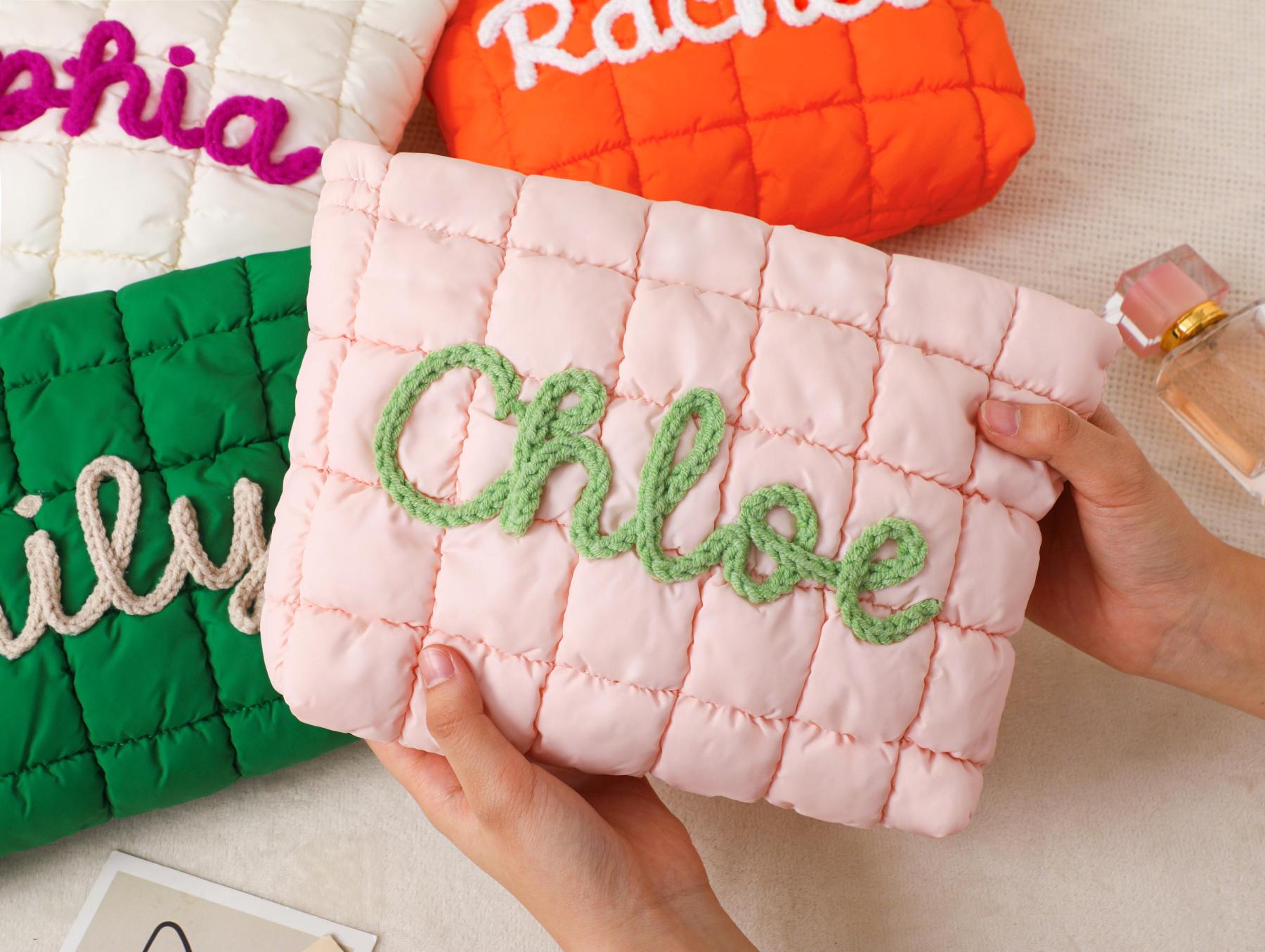 Personalized Quilted Nylon Makeup Bag