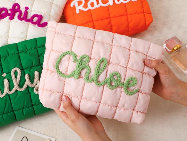 Personalized Quilted Nylon Makeup Bag