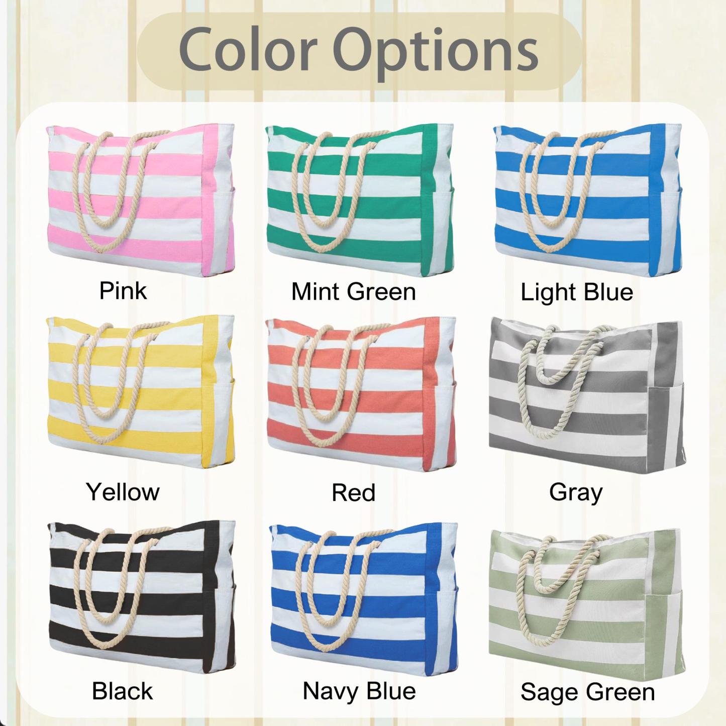 Personalized Beach Tote Bag with Zipper