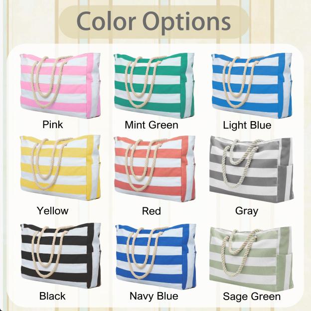 Personalized Beach Tote Bag with Zipper