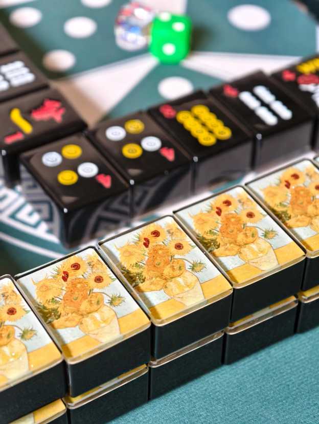 Custom Sunflowers Handcrafted Resin Mahjong Tiles