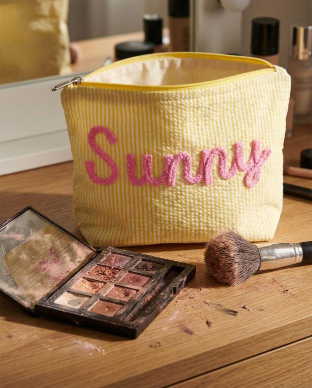 Preppy Cosmetic Bag👝Custom Seersucker Makeup Bag