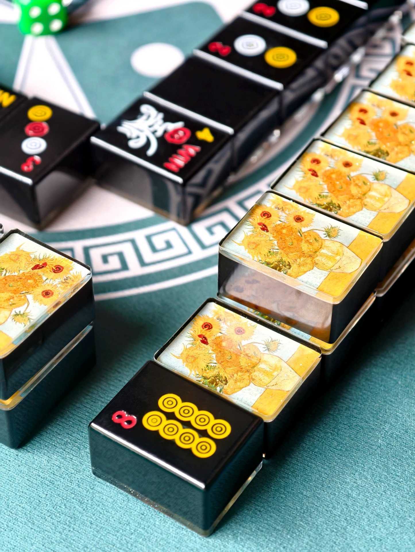 Custom Sunflowers Handcrafted Resin Mahjong Tiles