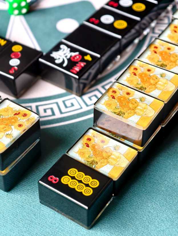 Custom Sunflowers Handcrafted Resin Mahjong Tiles