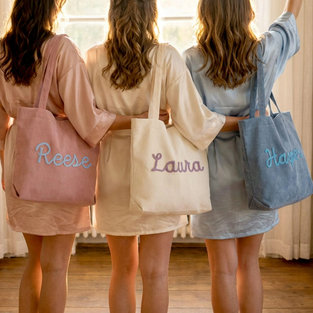 Custom Corduroy Tote Bag with Zipper