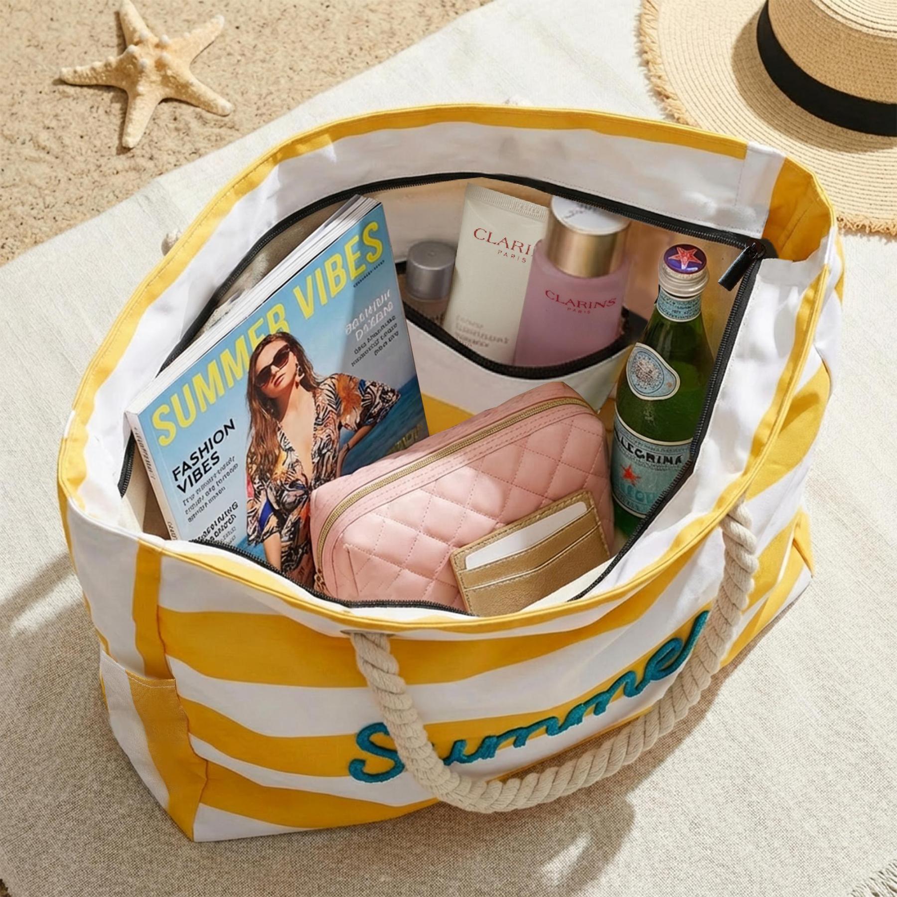Personalized Beach Tote Bag with Zipper