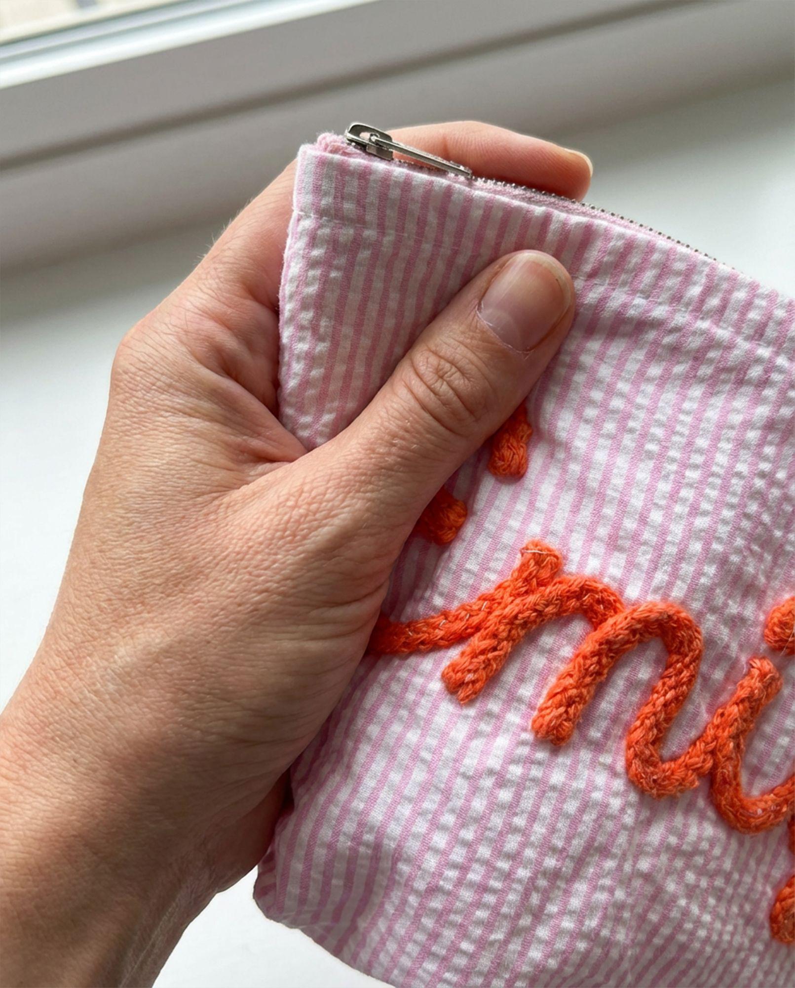 Preppy Cosmetic Bag👝Custom Seersucker Makeup Bag
