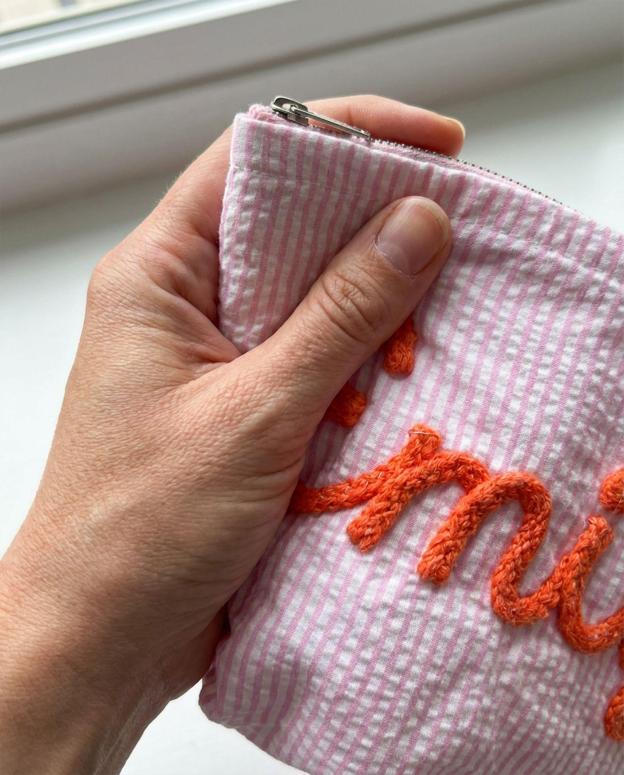 Preppy Cosmetic Bag👝Custom Seersucker Makeup Bag
