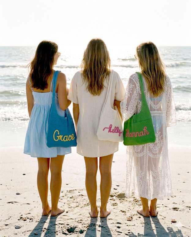 Custom Embroidered Knit Beach Tote Bag