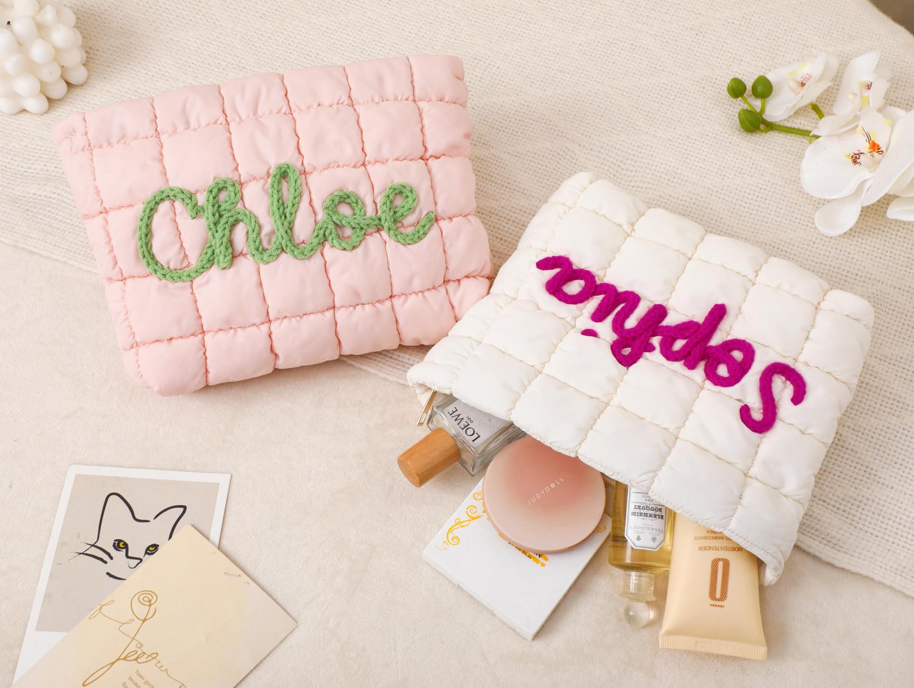 Personalized Quilted Nylon Makeup Bag