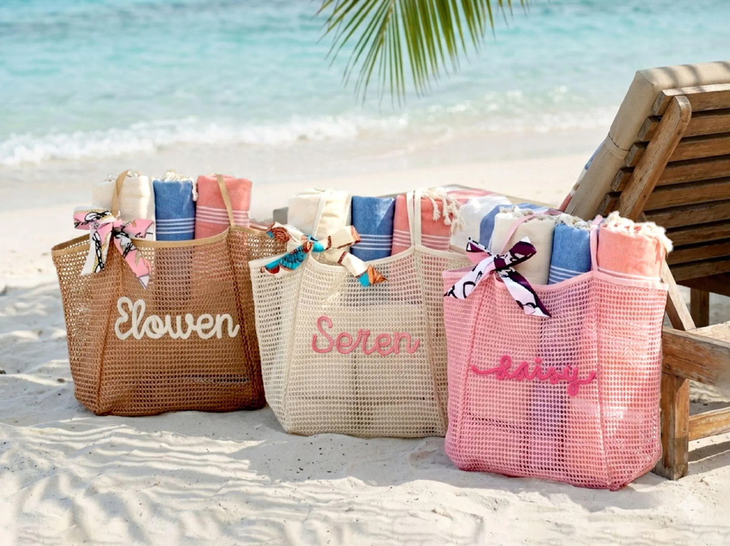 Custom Beach Bag Personalized Mesh Tote Bag