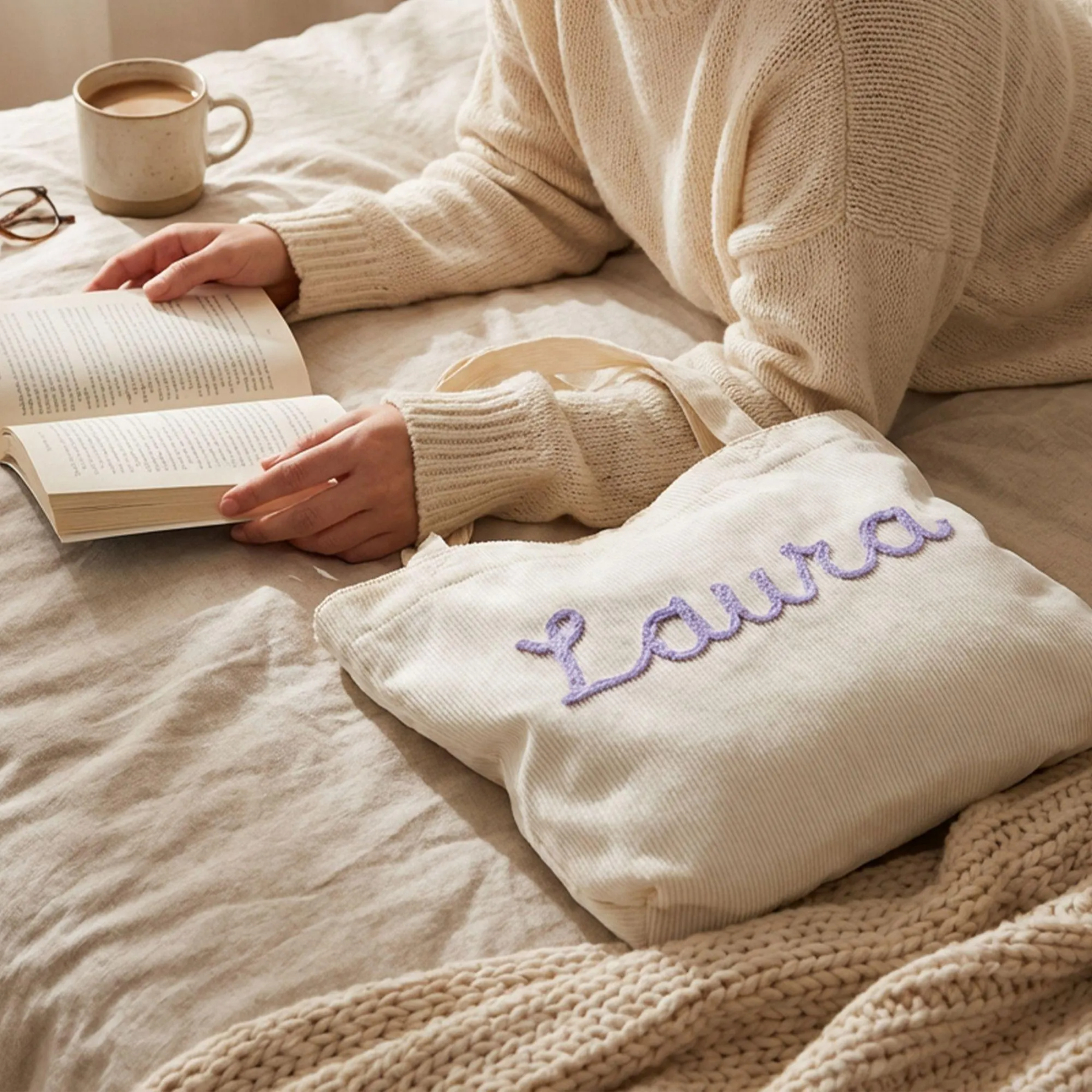 Custom Corduroy Tote Bag with Zipper