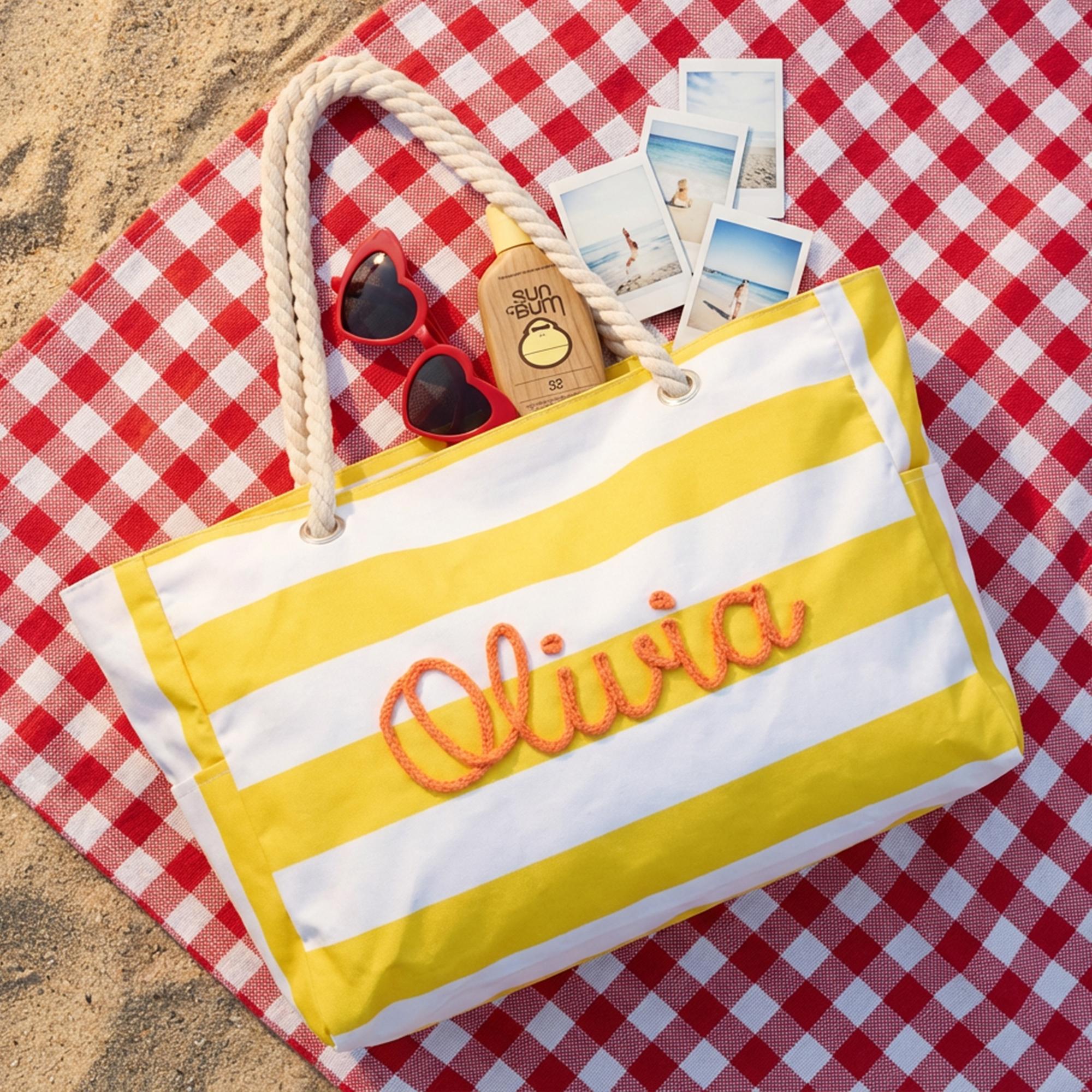 Personalized Beach Tote Bag with Zipper