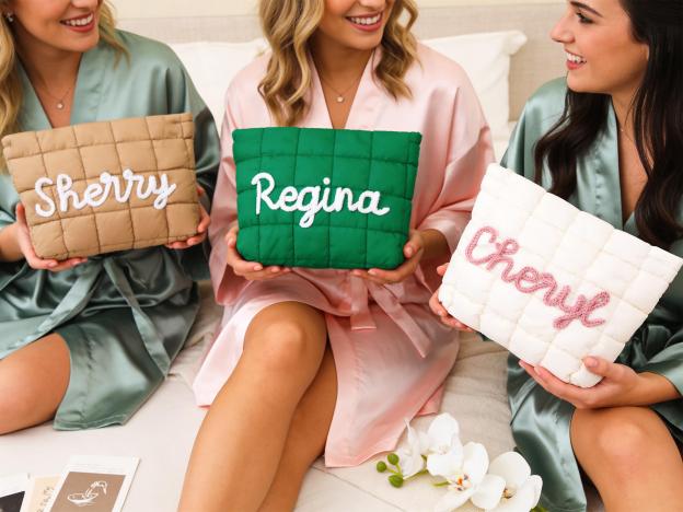 Personalized Quilted Nylon Makeup Bag