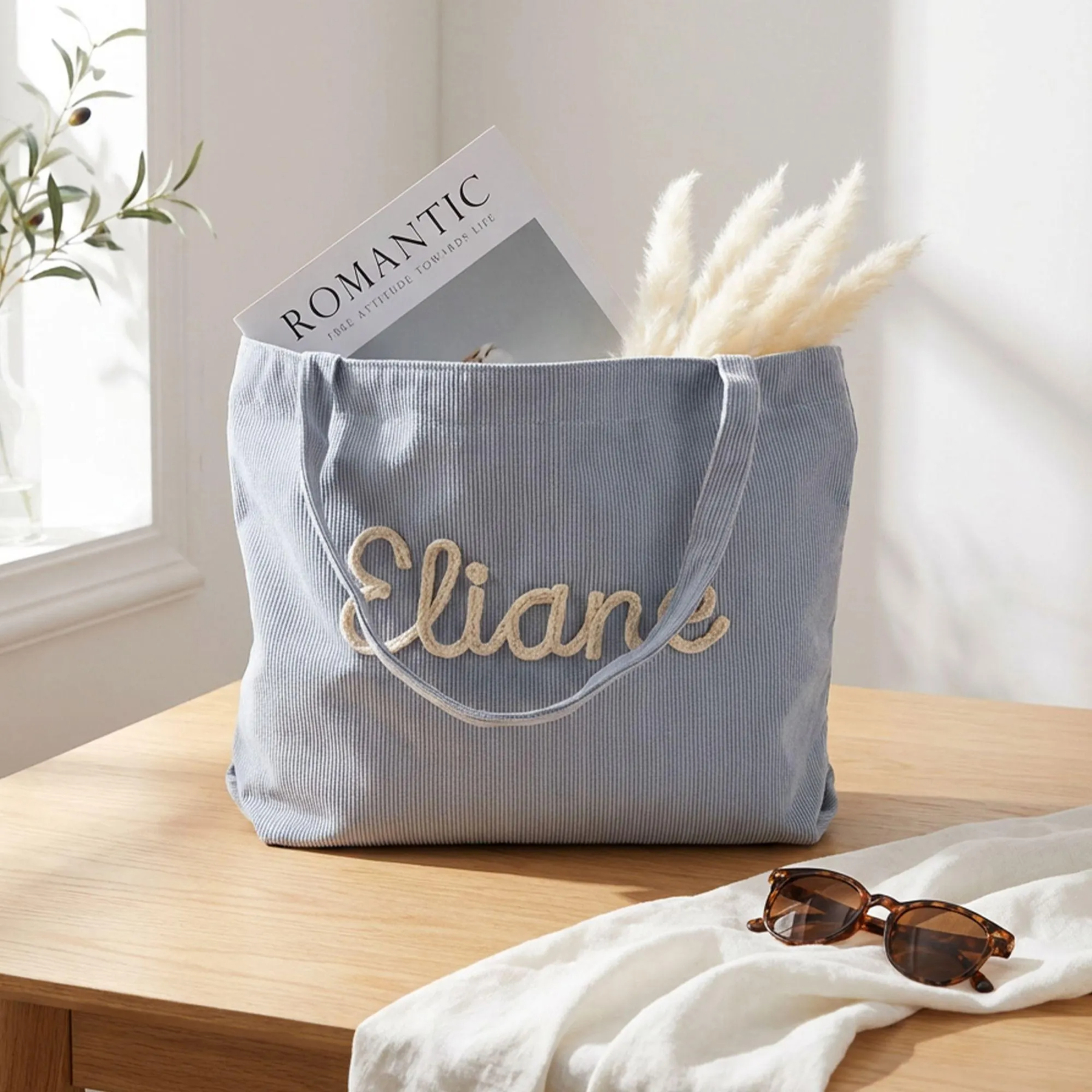 Custom Corduroy Tote Bag with Zipper