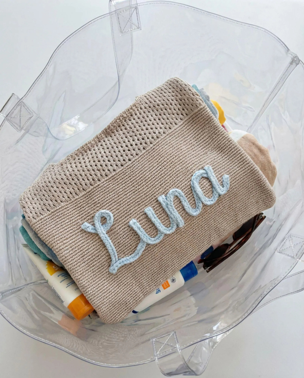 Custom Embroidered Knit Beach Tote Bag