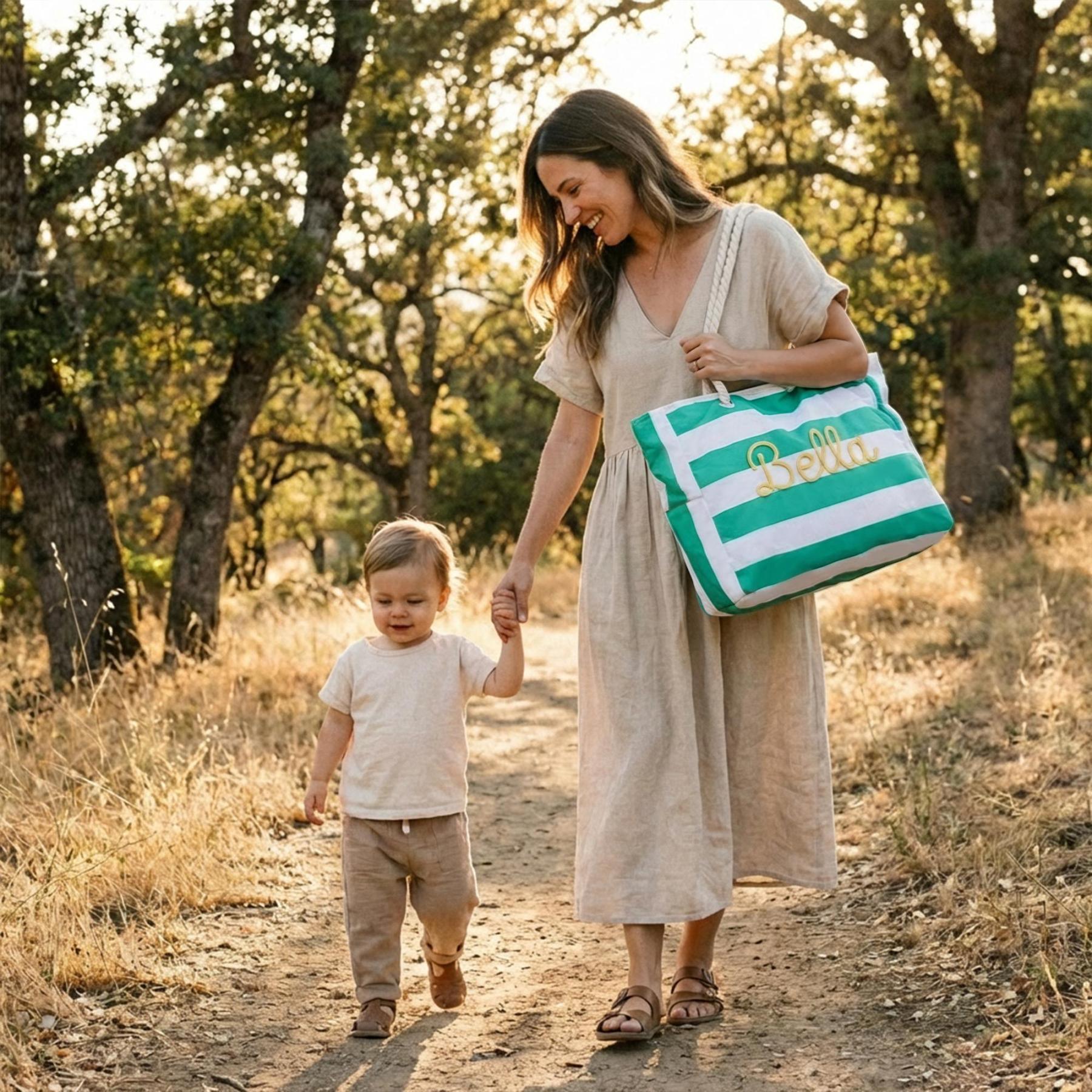 Personalized Beach Tote Bag with Zipper