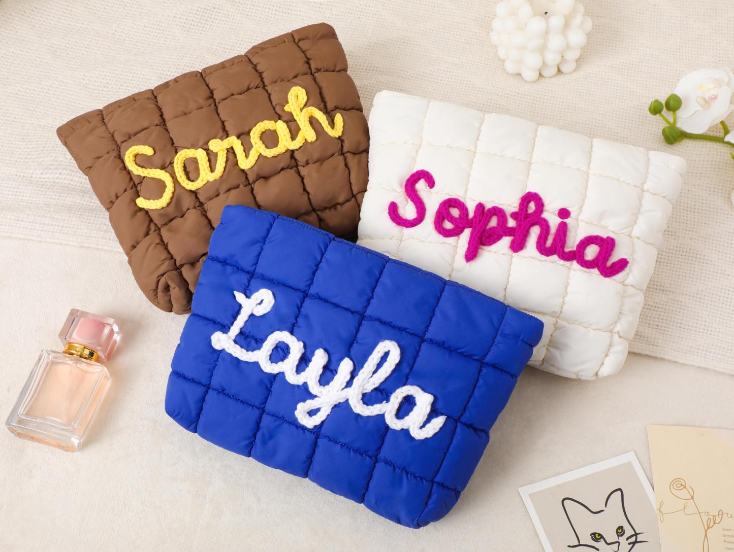 Personalized Quilted Nylon Makeup Bag