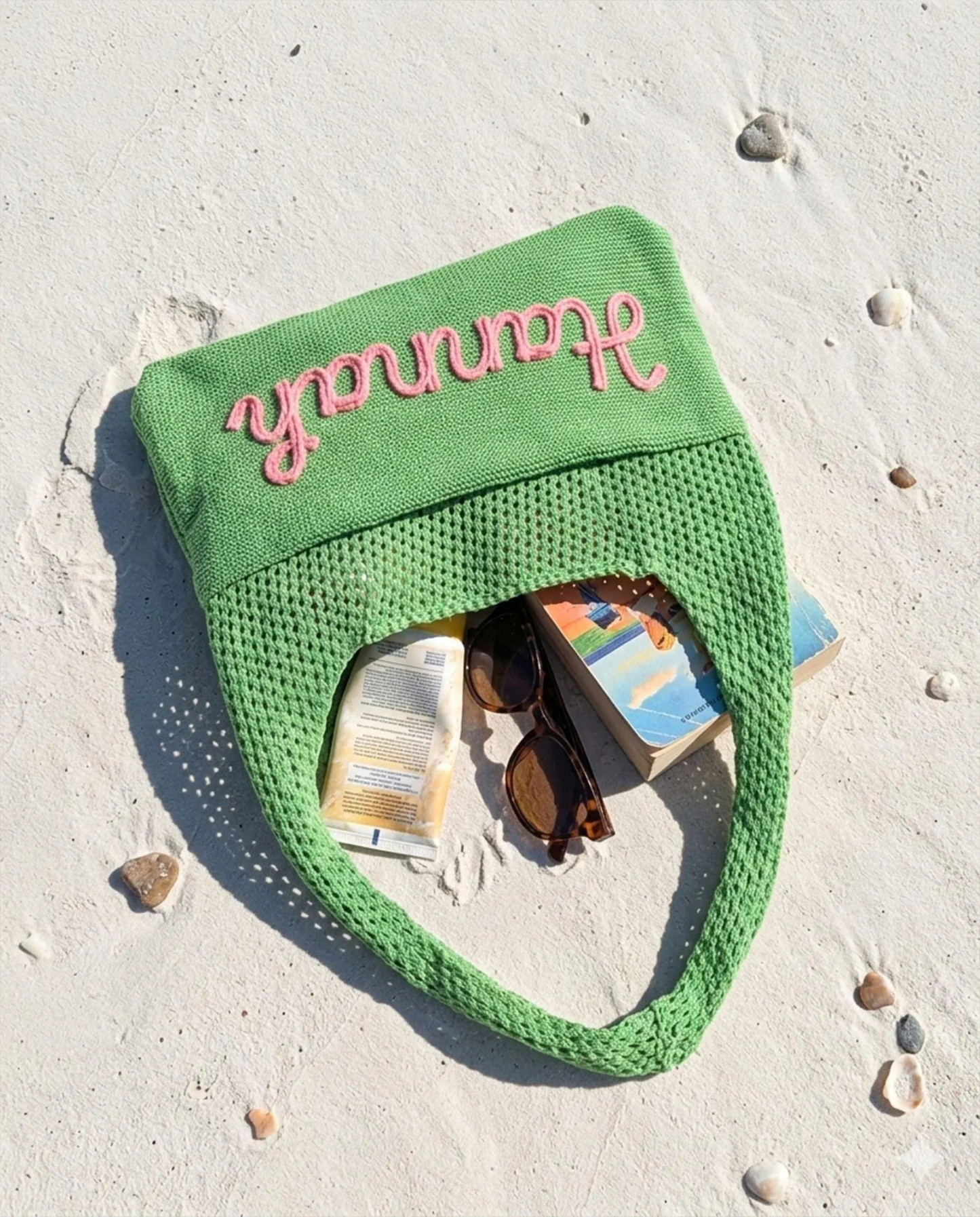 Custom Embroidered Knit Beach Tote Bag